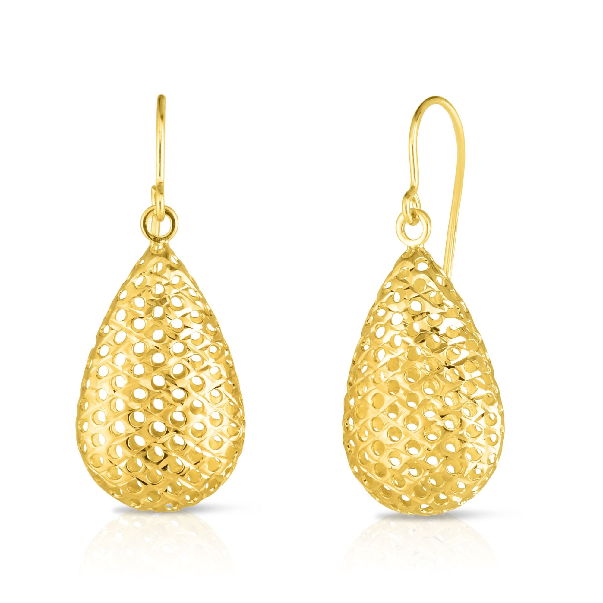 14K Yellow Gold Large Open Tear Drop Earring