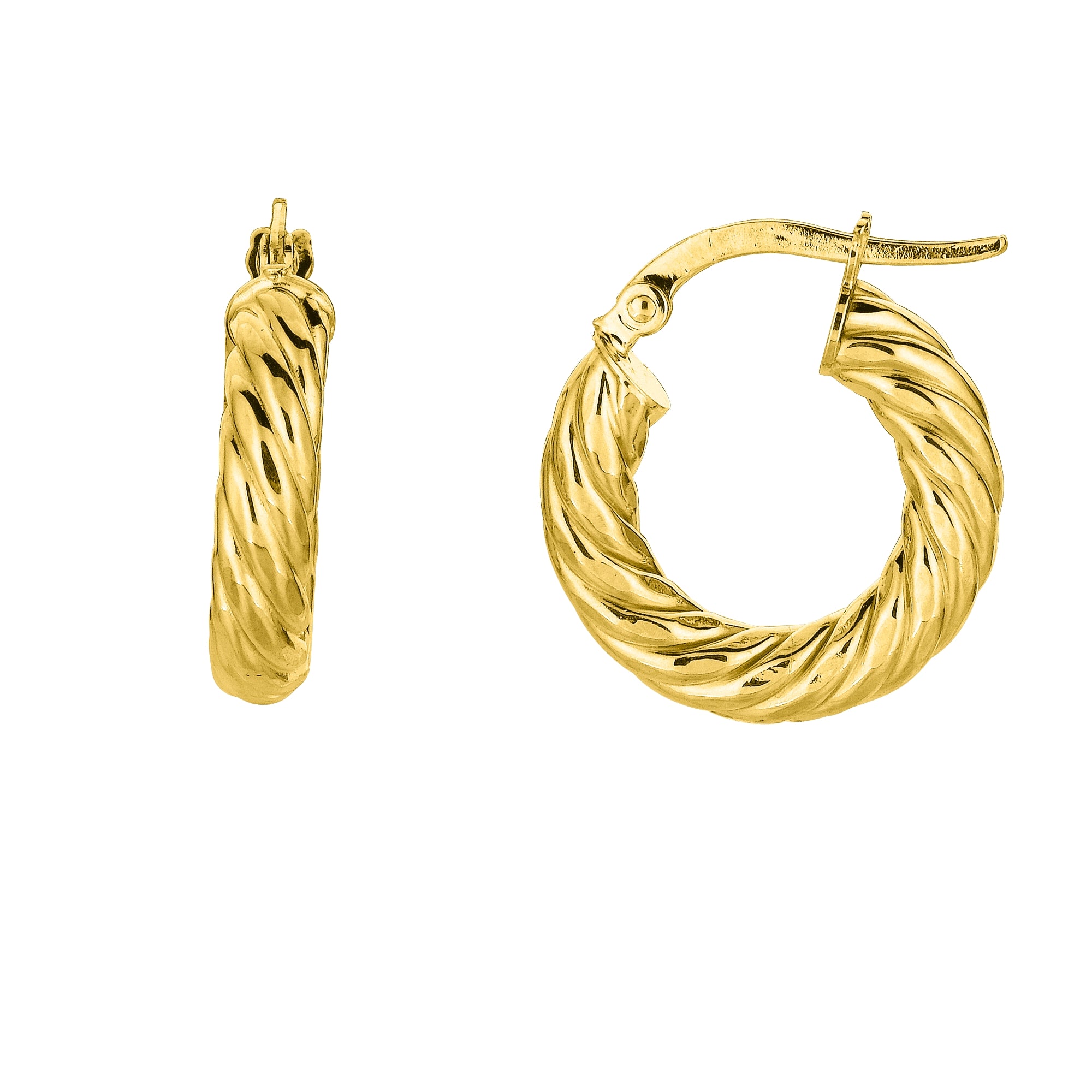 14K Yellow Gold 4x10mm Twist Hoop Earring