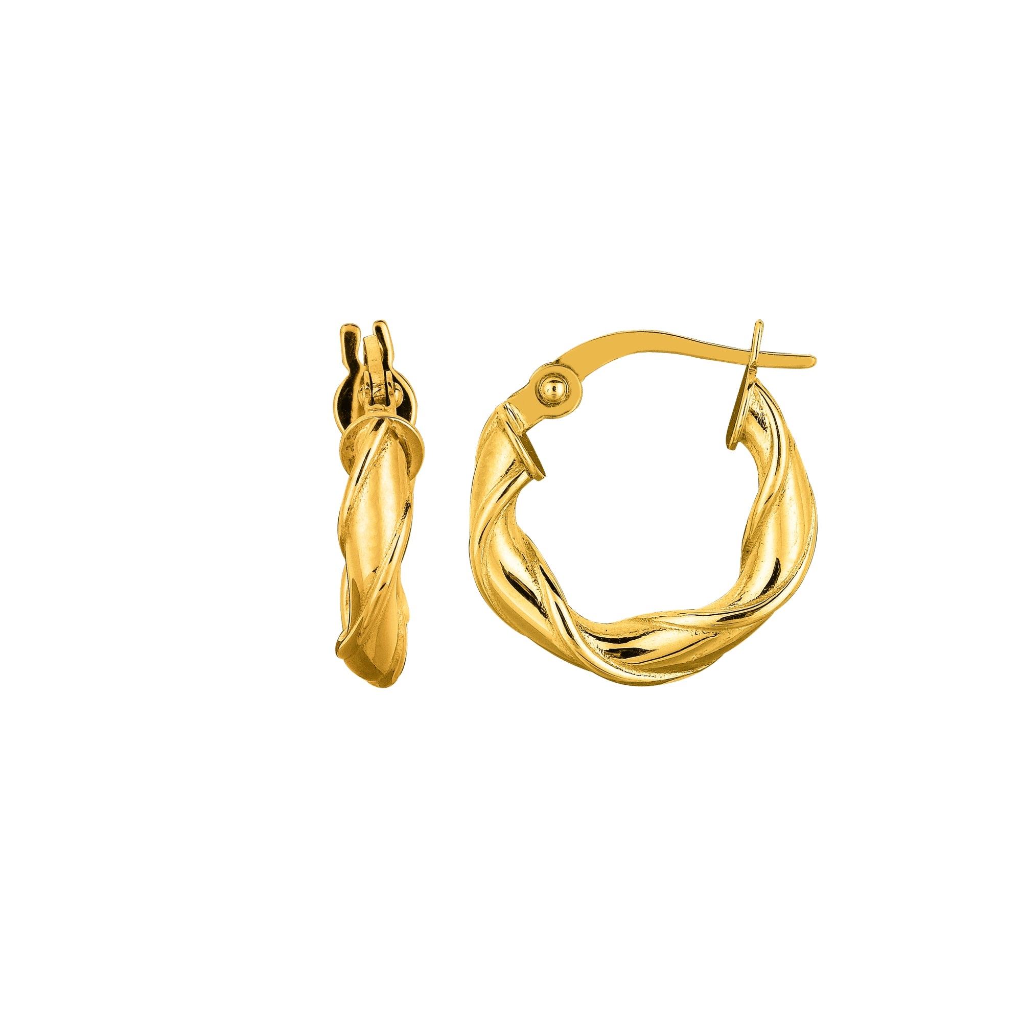 14K Yellow Gold 3x15mm Twist Hoop Earring