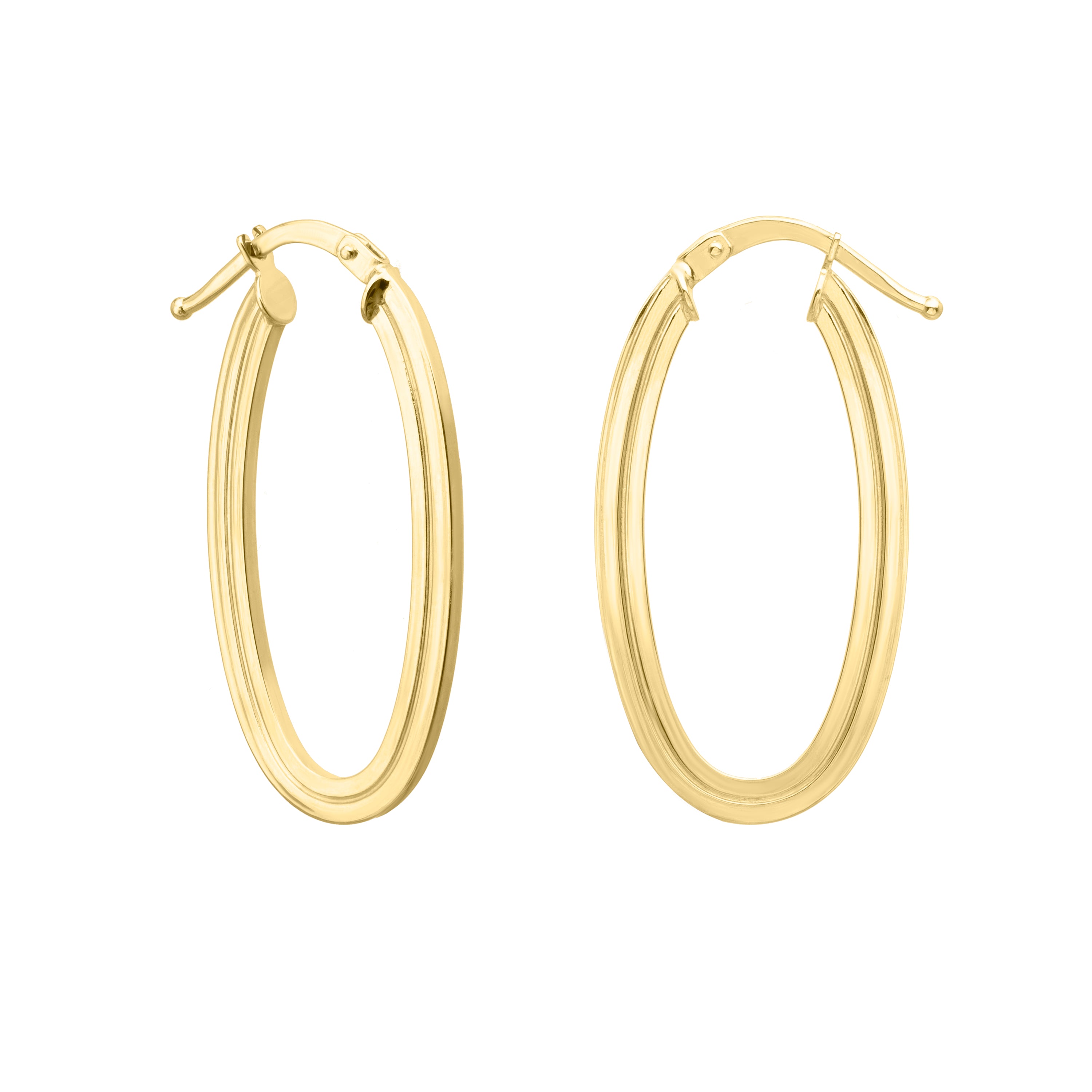 14K Yellow Gold Oval Concentric Hoops