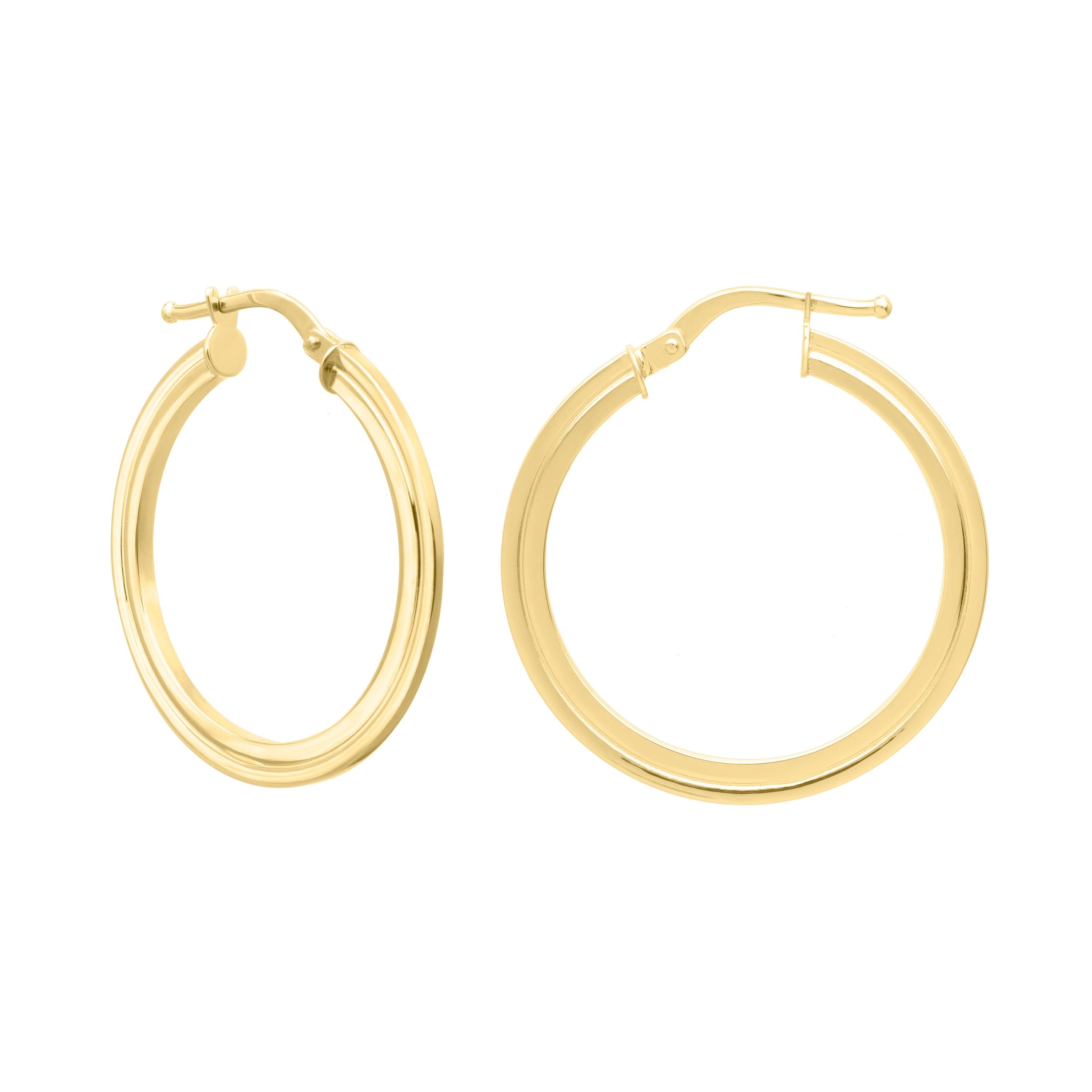14K Yellow Gold Round Concentric Hoops