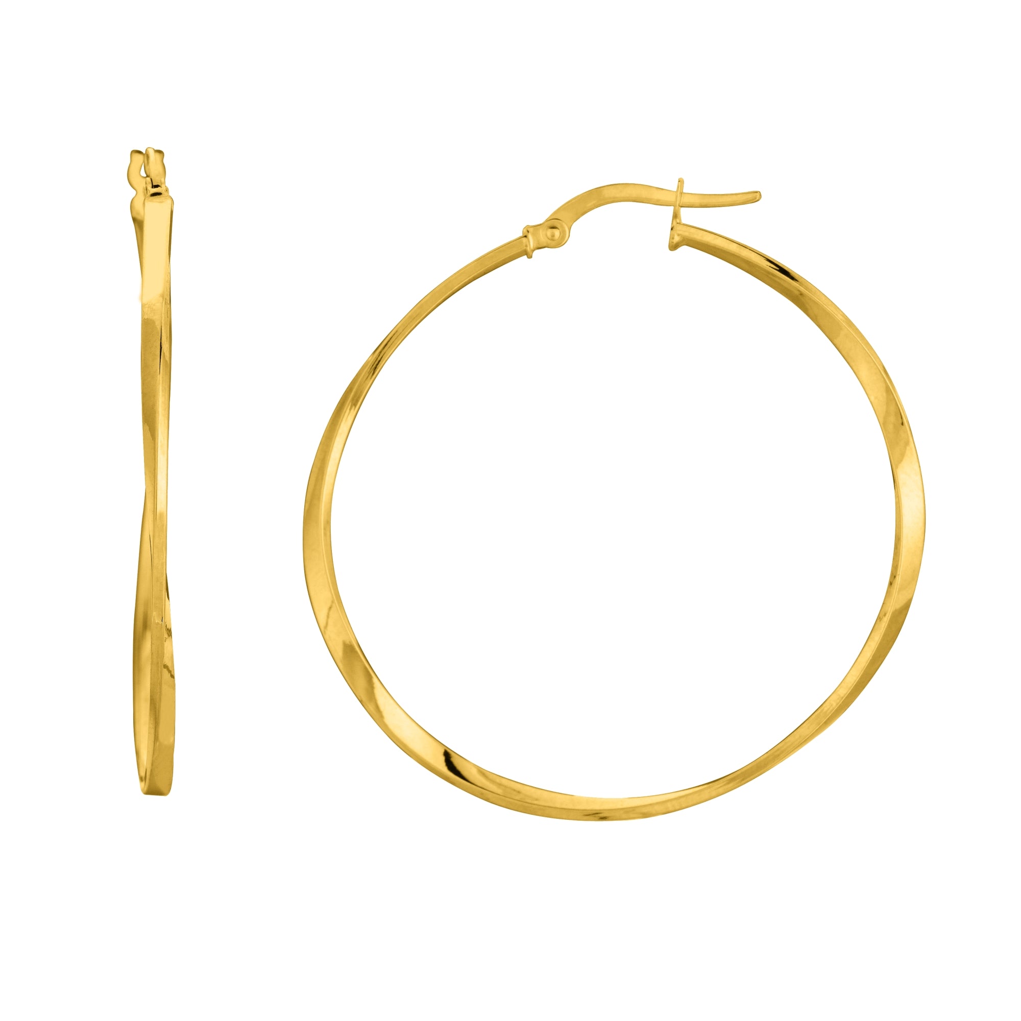 14K Yellow Gold 1.5X35Mm Twisted Hoop Earring