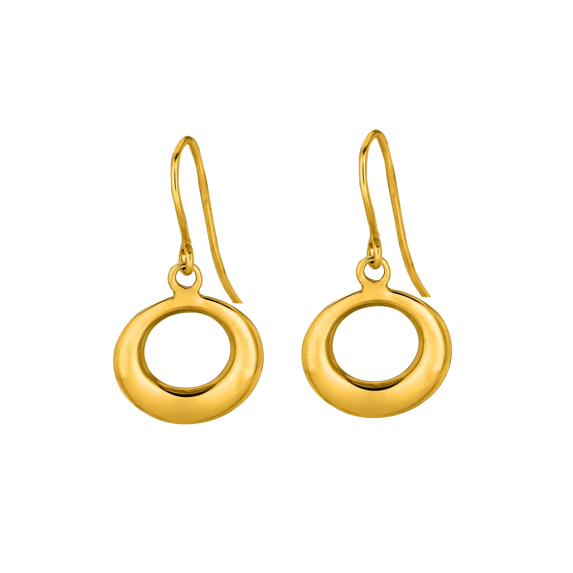 14K Yellow Gold Polished Open Circle Drop Earring