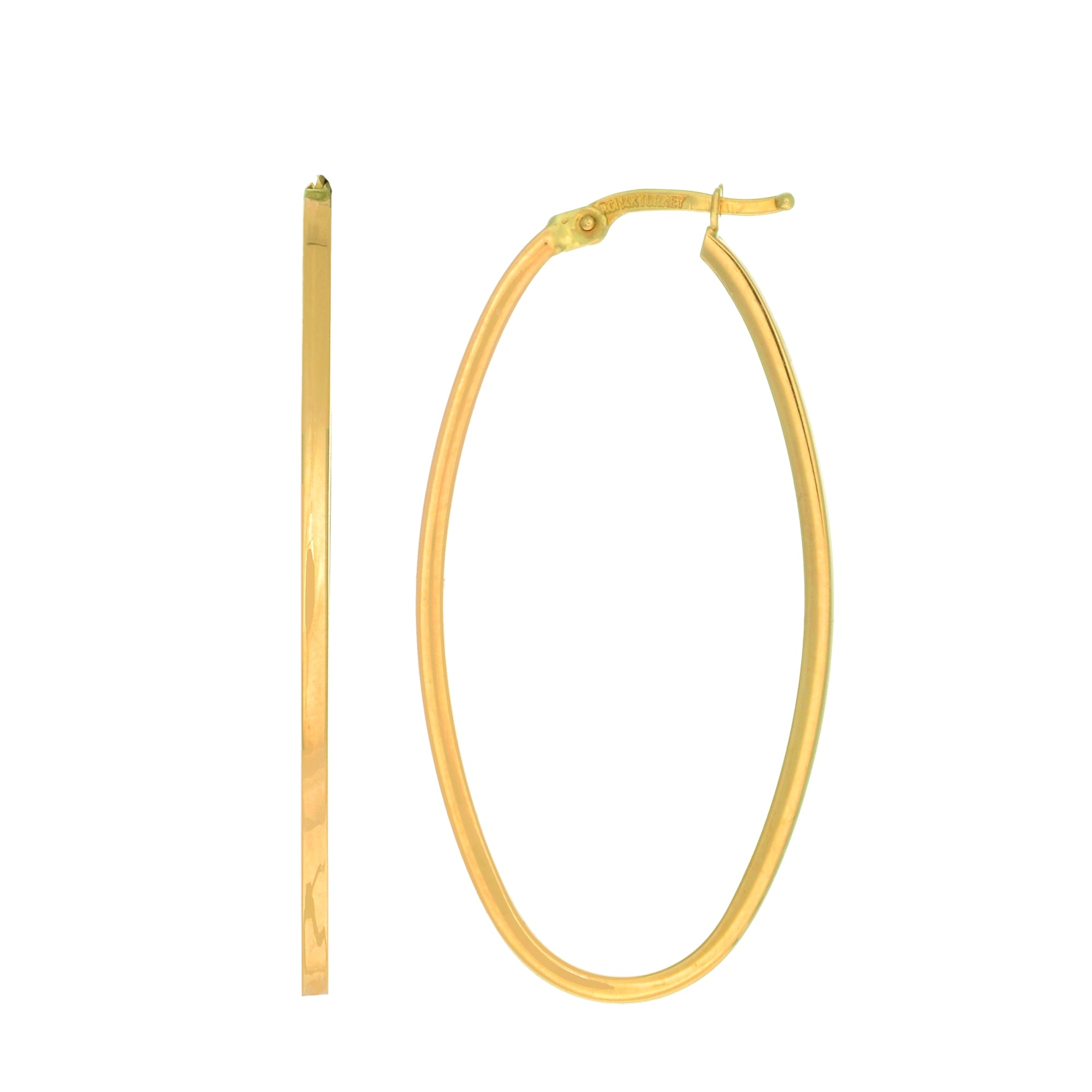 14K Yellow Gold Large Oval Hoop Earring