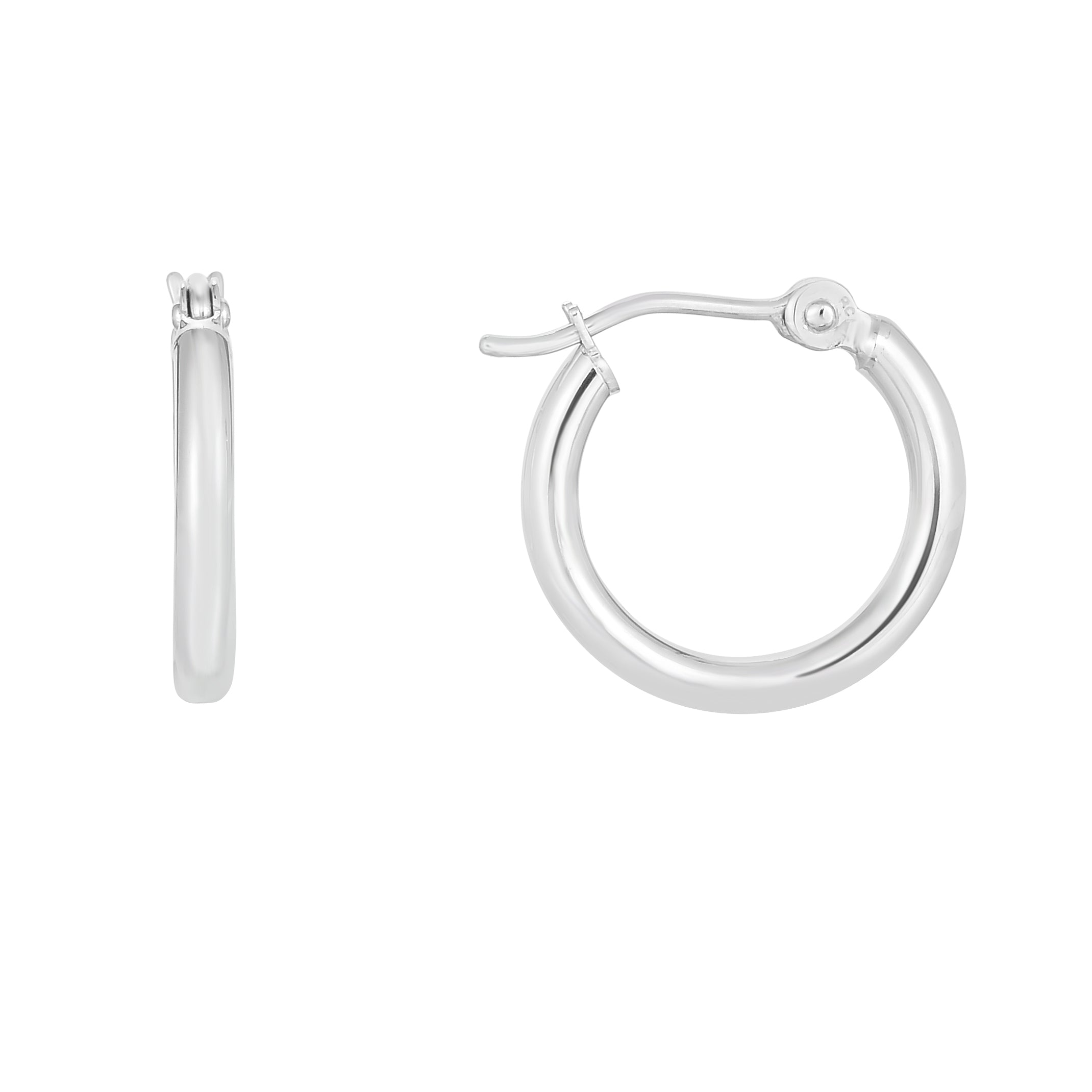 14K White Gold 2X15Mm Hoop Earring