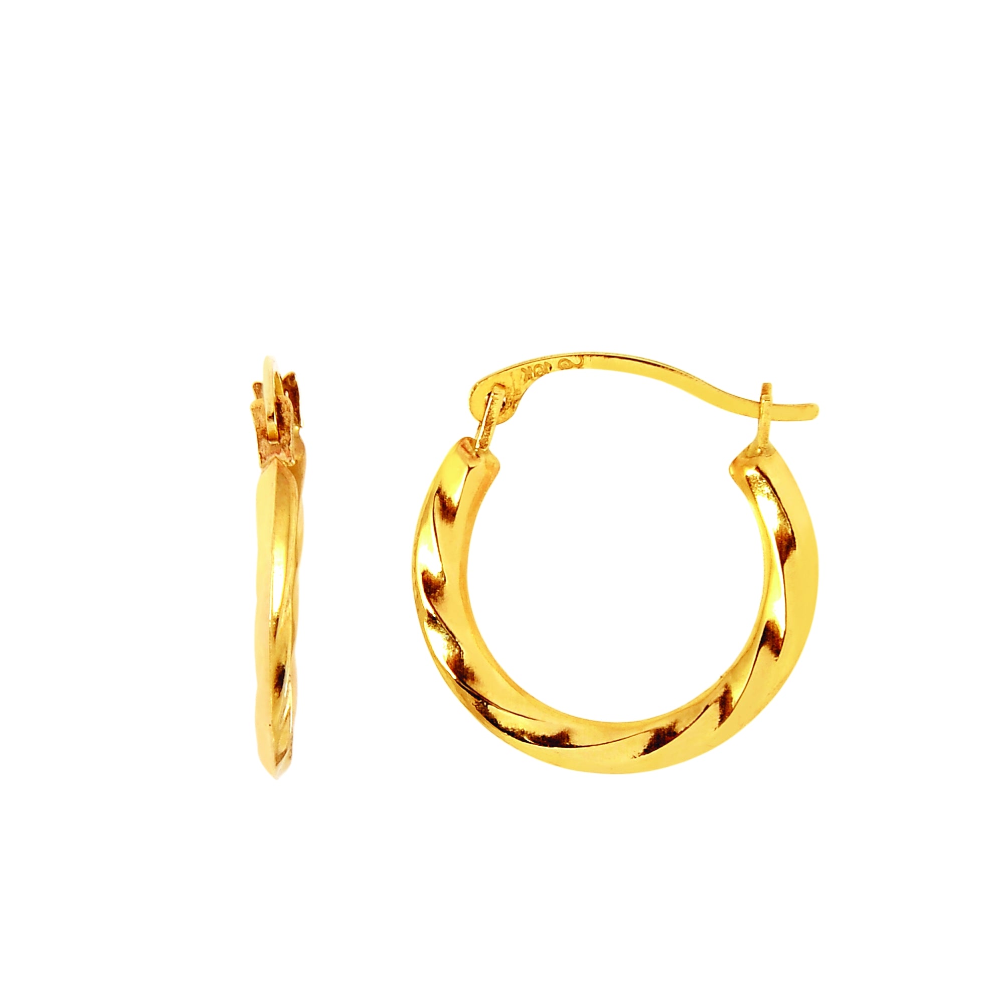 14K Yellow Gold Twisted Back to Back Hoop Earring