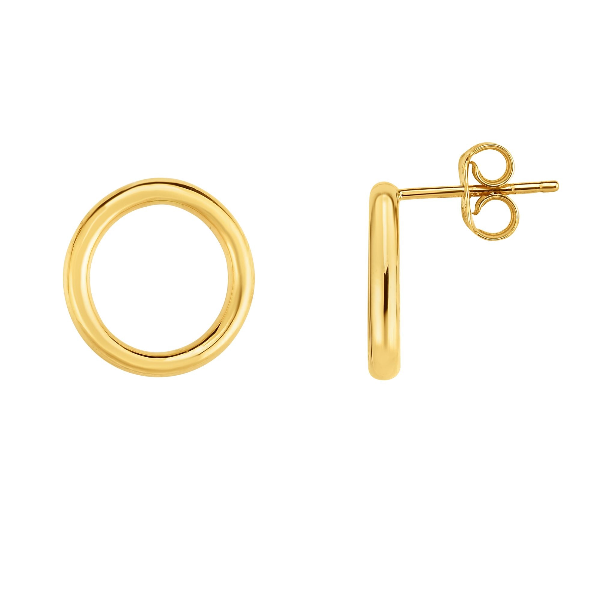 14K Yellow Gold Open Circle Stud Earring
