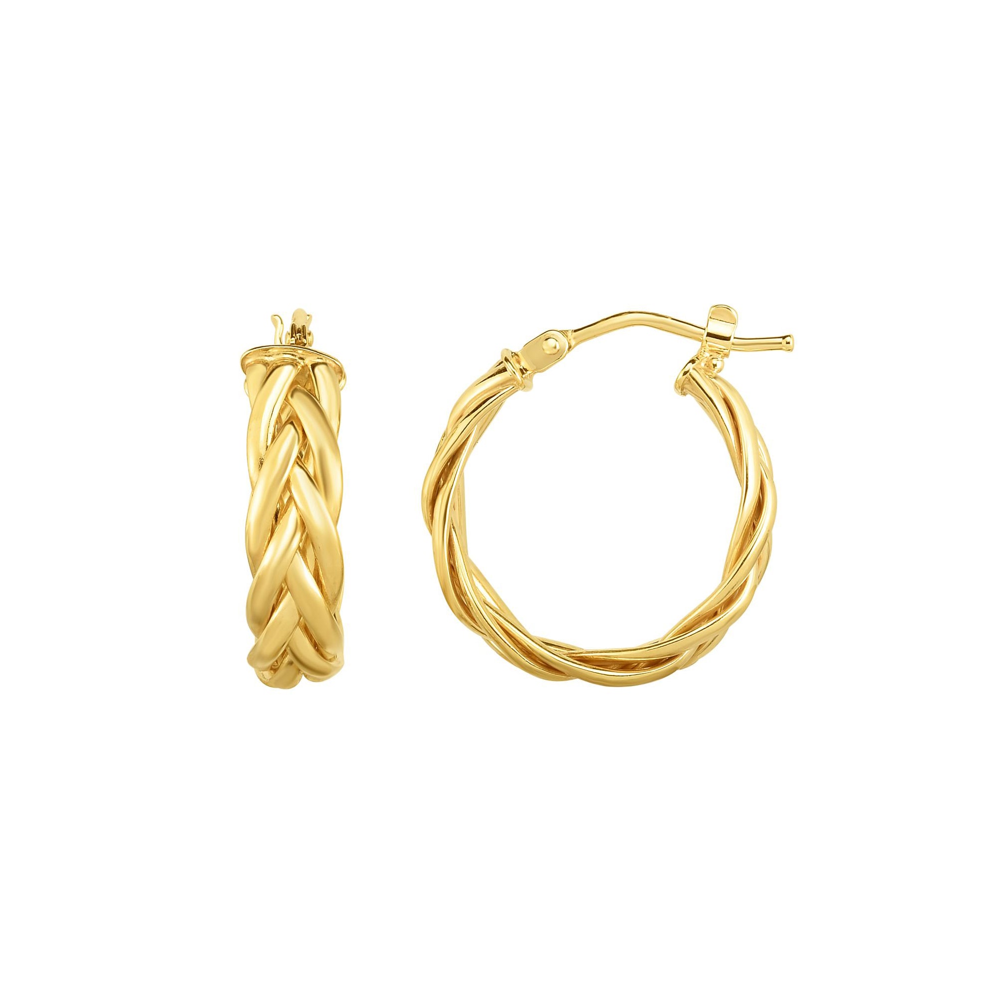 14K Yellow Gold Weave Hoop Earring