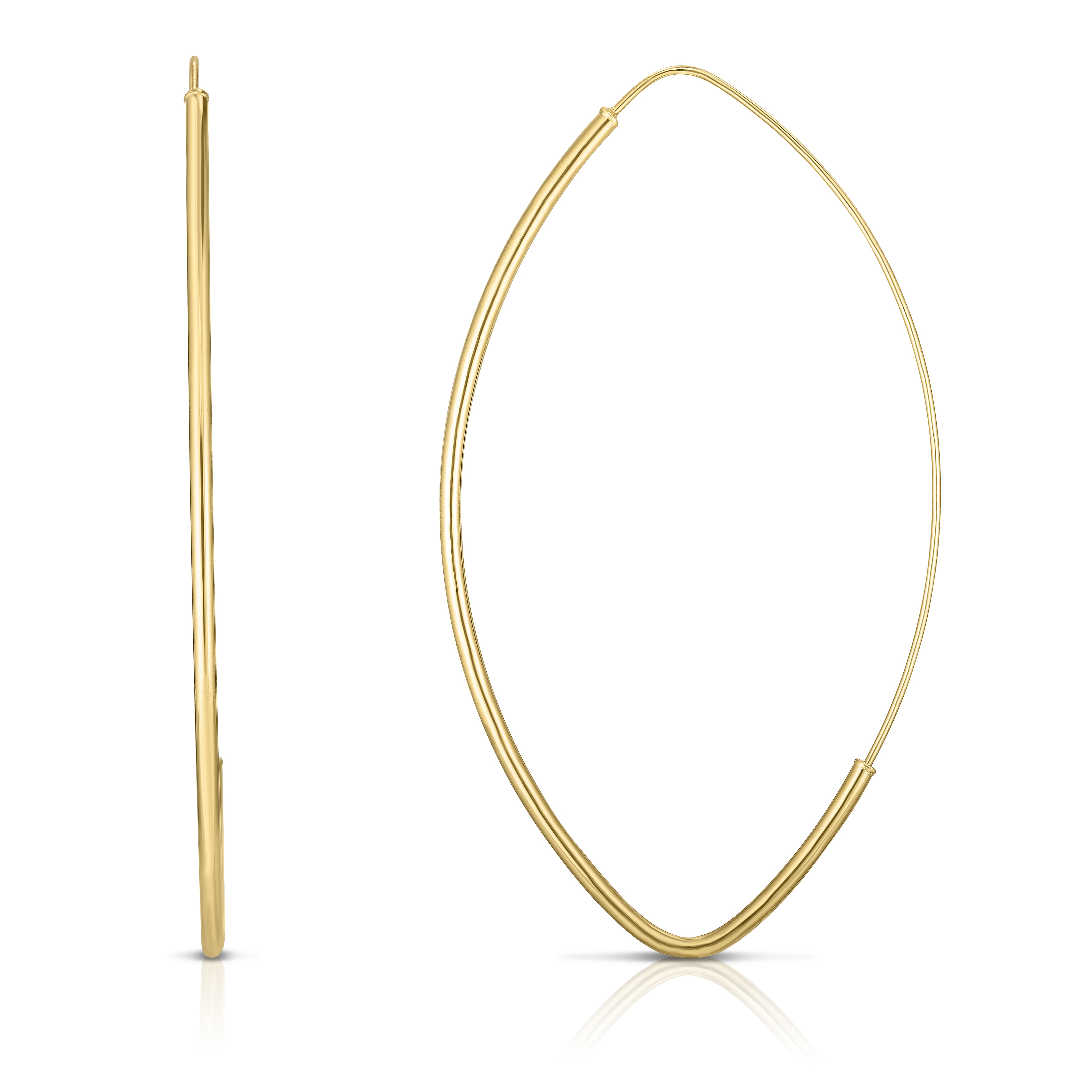 14K Yellow Gold Large Polished Marquise Fashion Hoop Earring