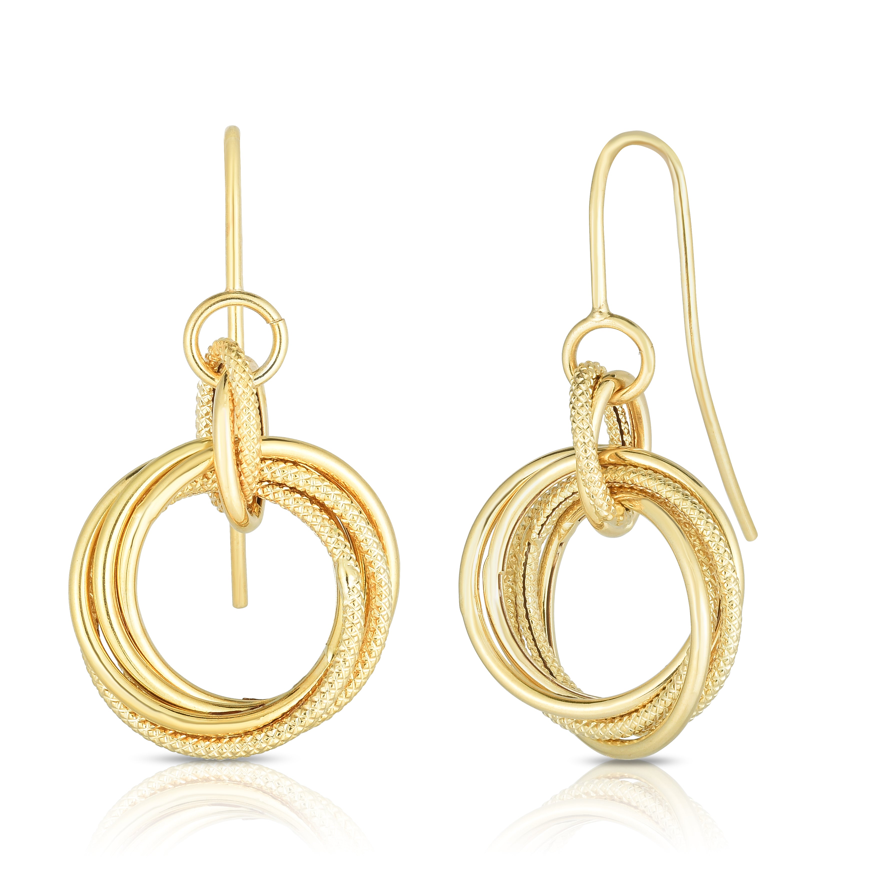 14K Yellow Gold Small Multi Row Dangle Earring
