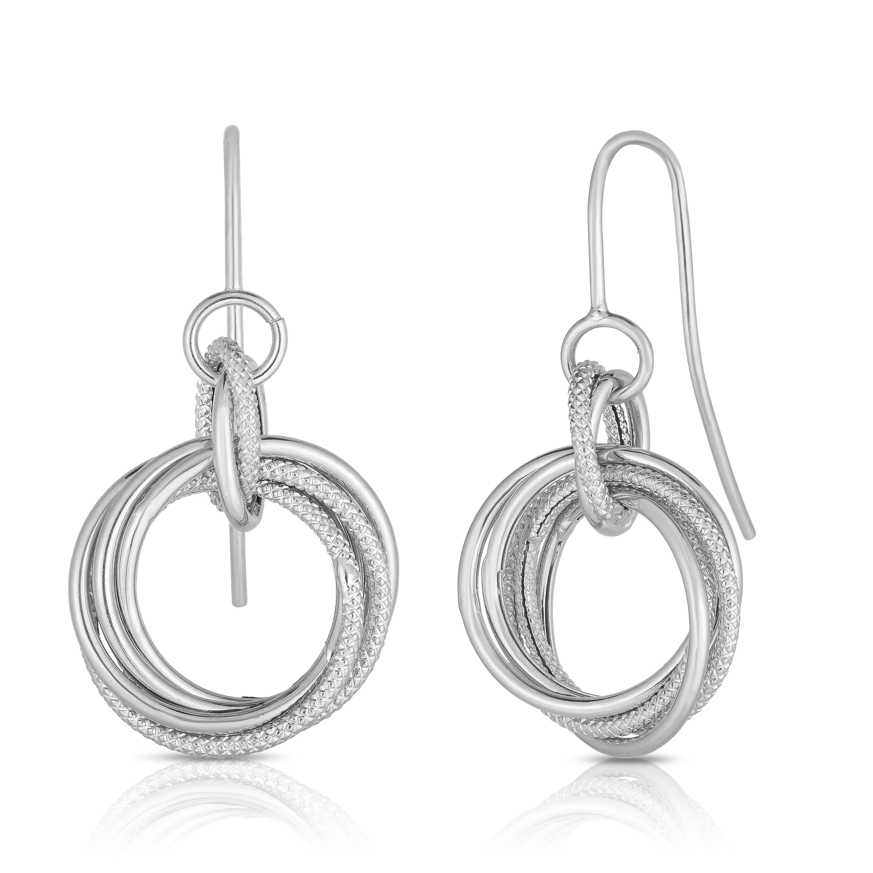 14K White Gold Small Multi Row Dangle Earring