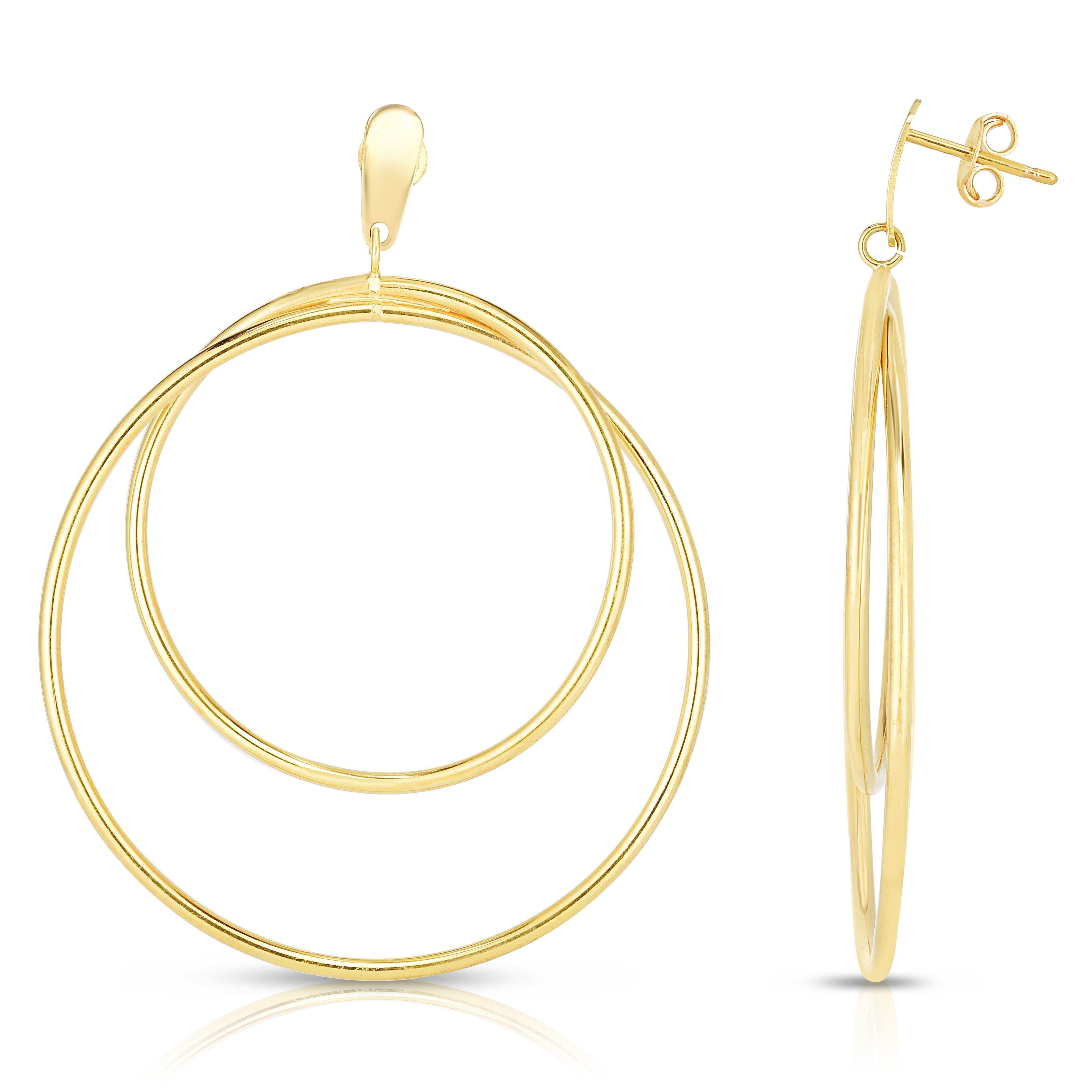 14K Yellow Gold Circular Dangle Earring