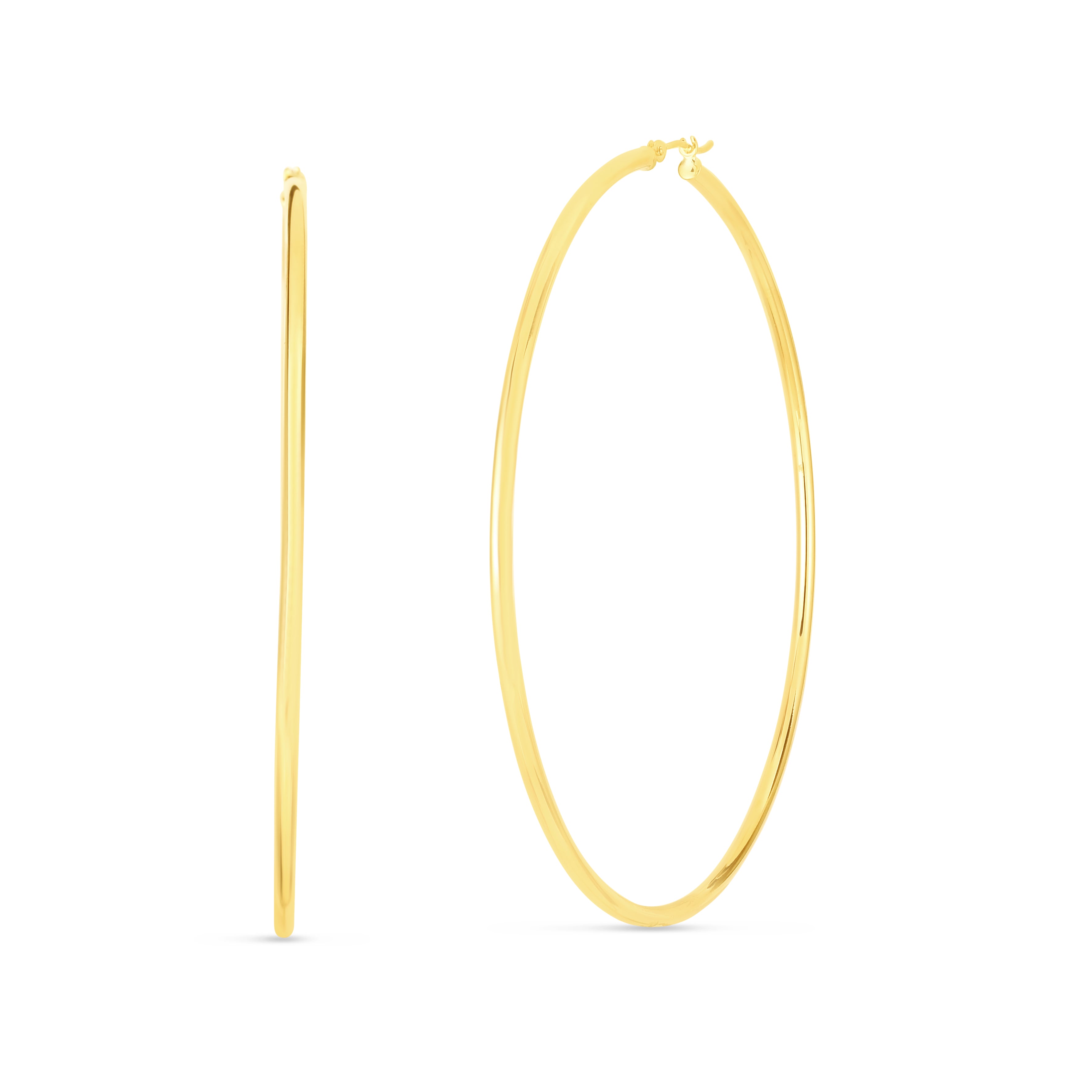 14K Yellow Gold 2x70mm Polished Hoop Earring