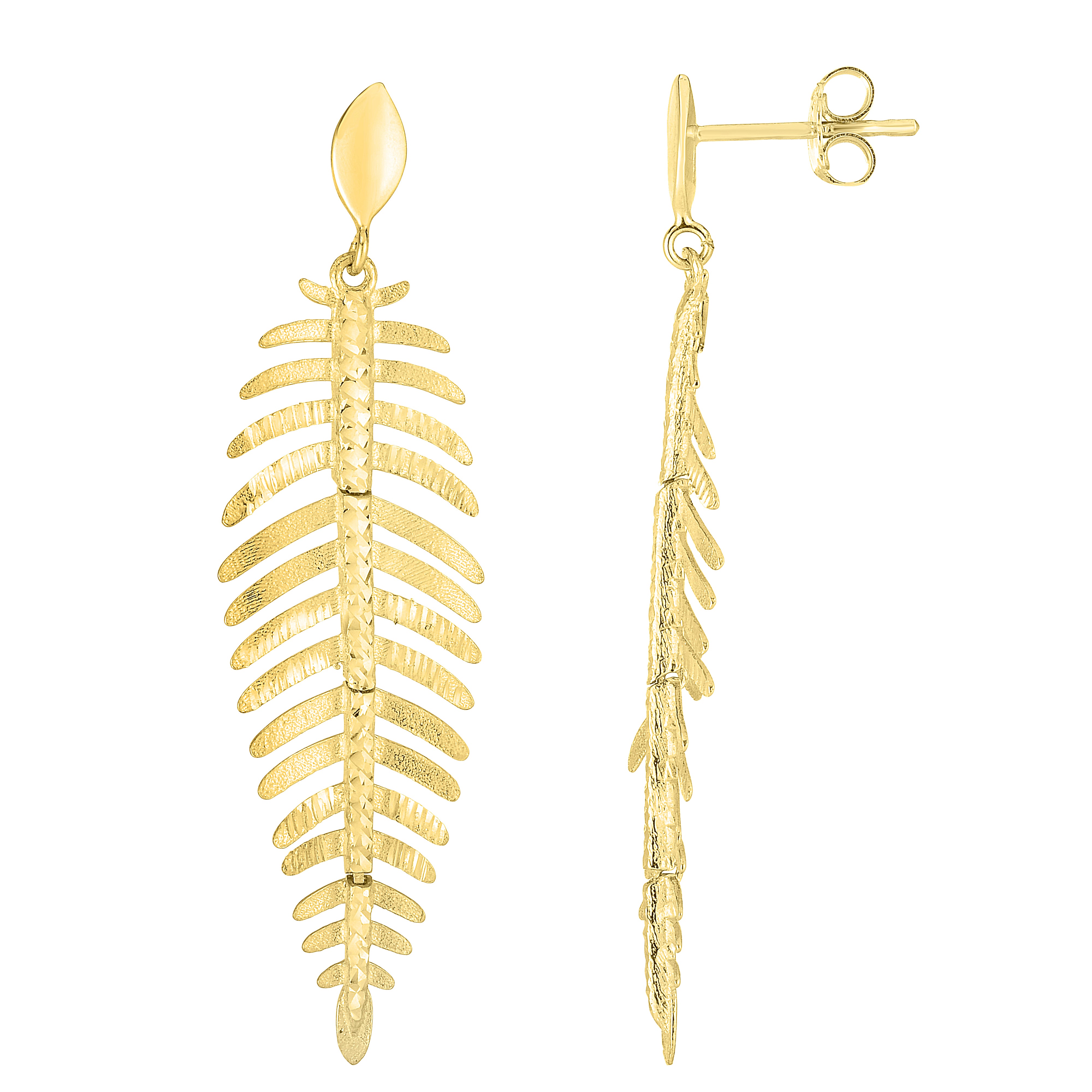 14K Yellow Gold Fancy Leafy Earrings