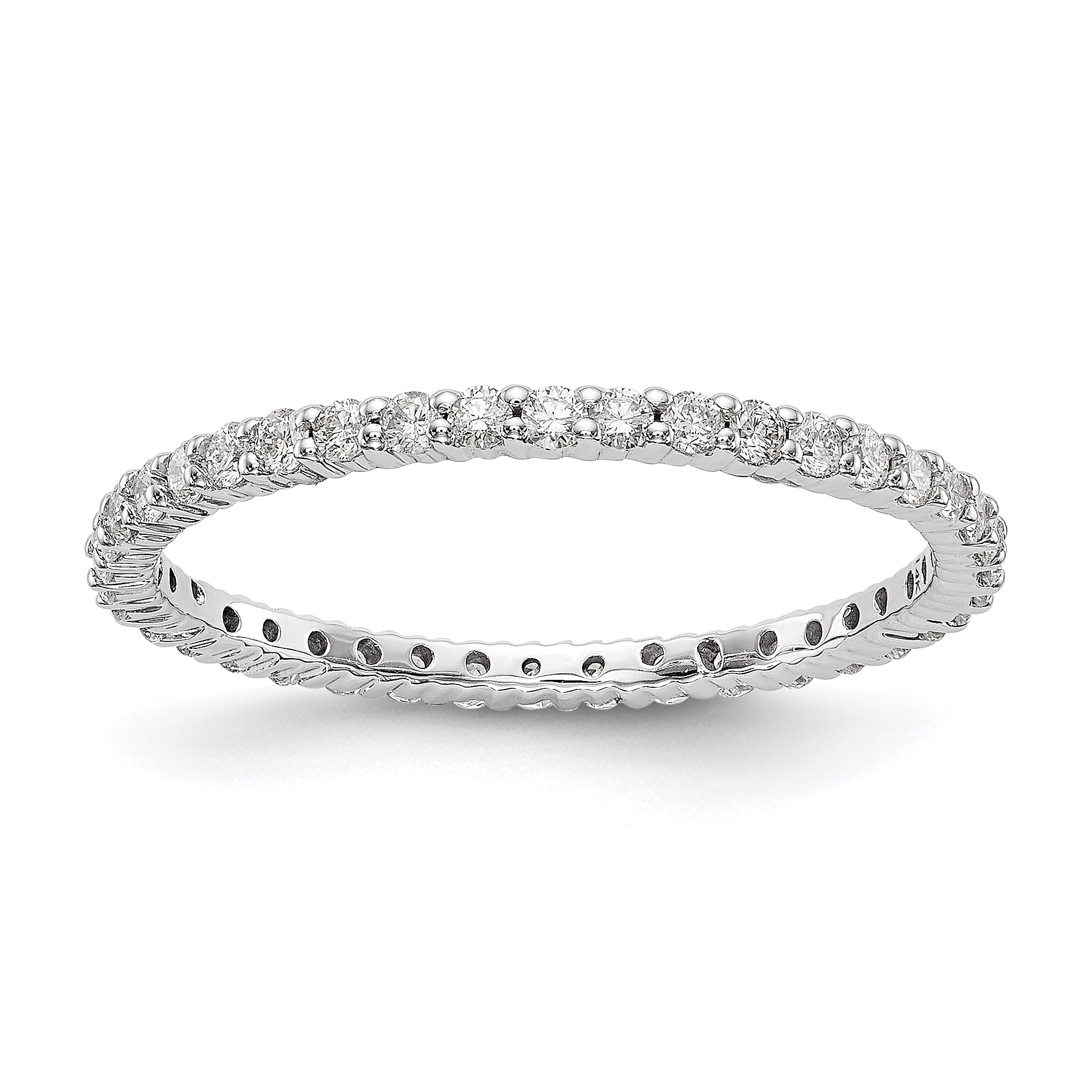 14k White Gold 1/2 carat Lab Grown Diamond VS/SI+ G+ Complete Size 7 Shared Prong Eternity Band