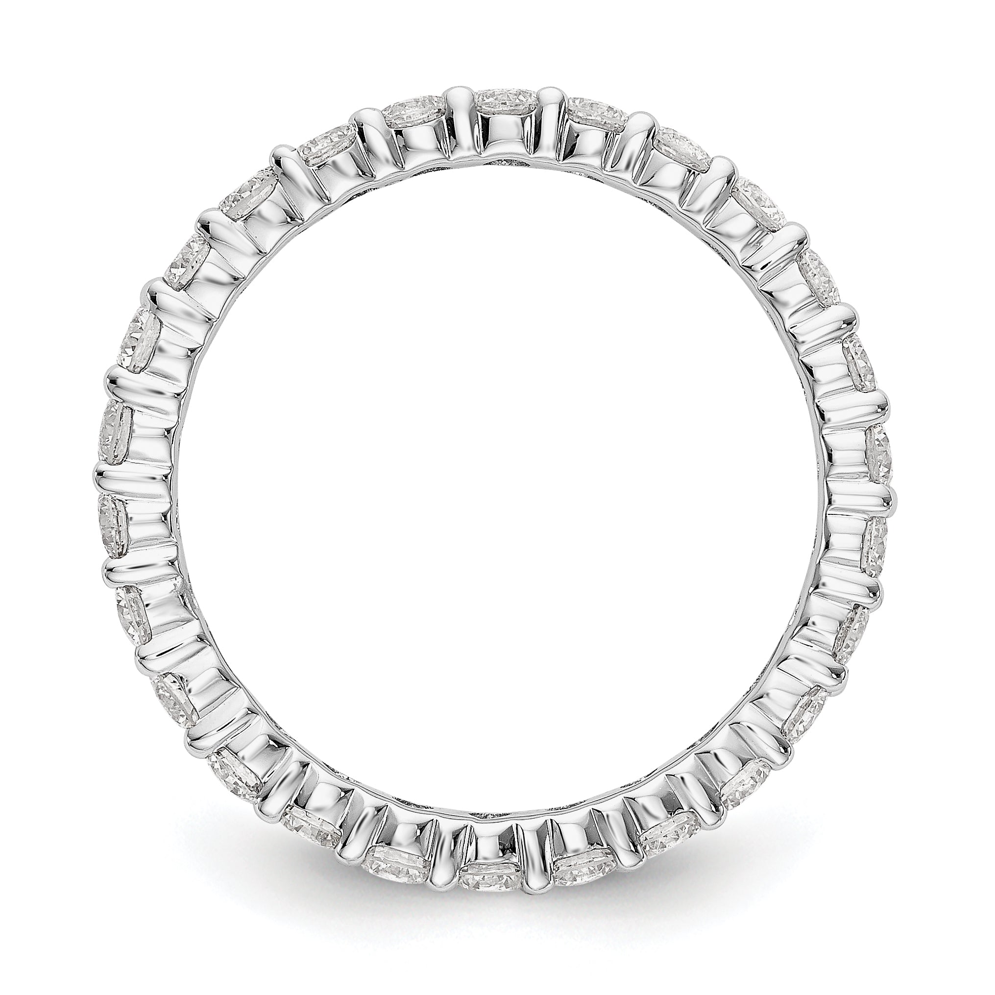 14k White Gold 1 1/2 carat Lab Grown Diamond VS/SI+ G+ Complete Size 7.5 Shared Prong Eternity Band