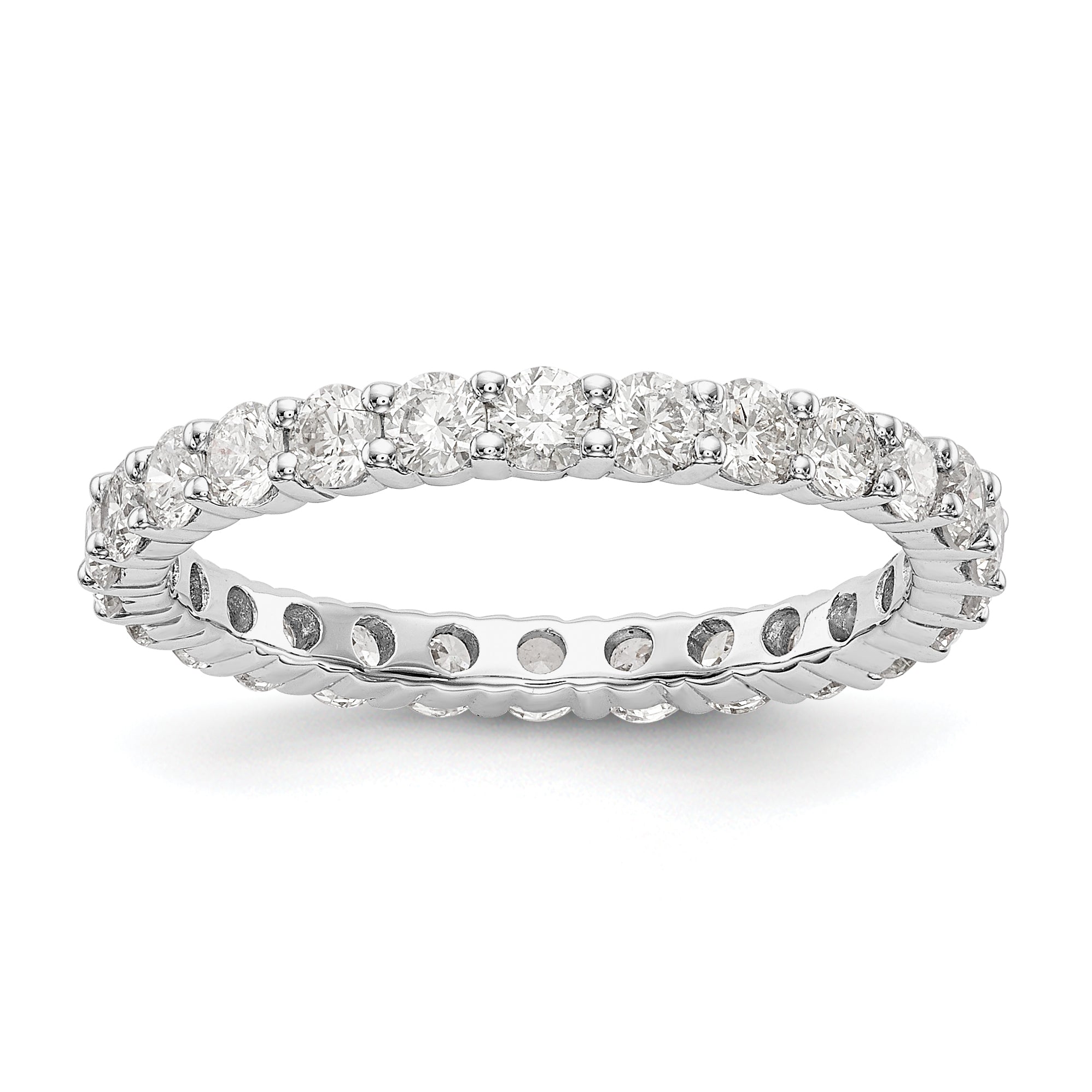 14k White Gold 1 1/2 carat Lab Grown Diamond VS/SI+ G+ Complete Size 8 Shared Prong Eternity Band