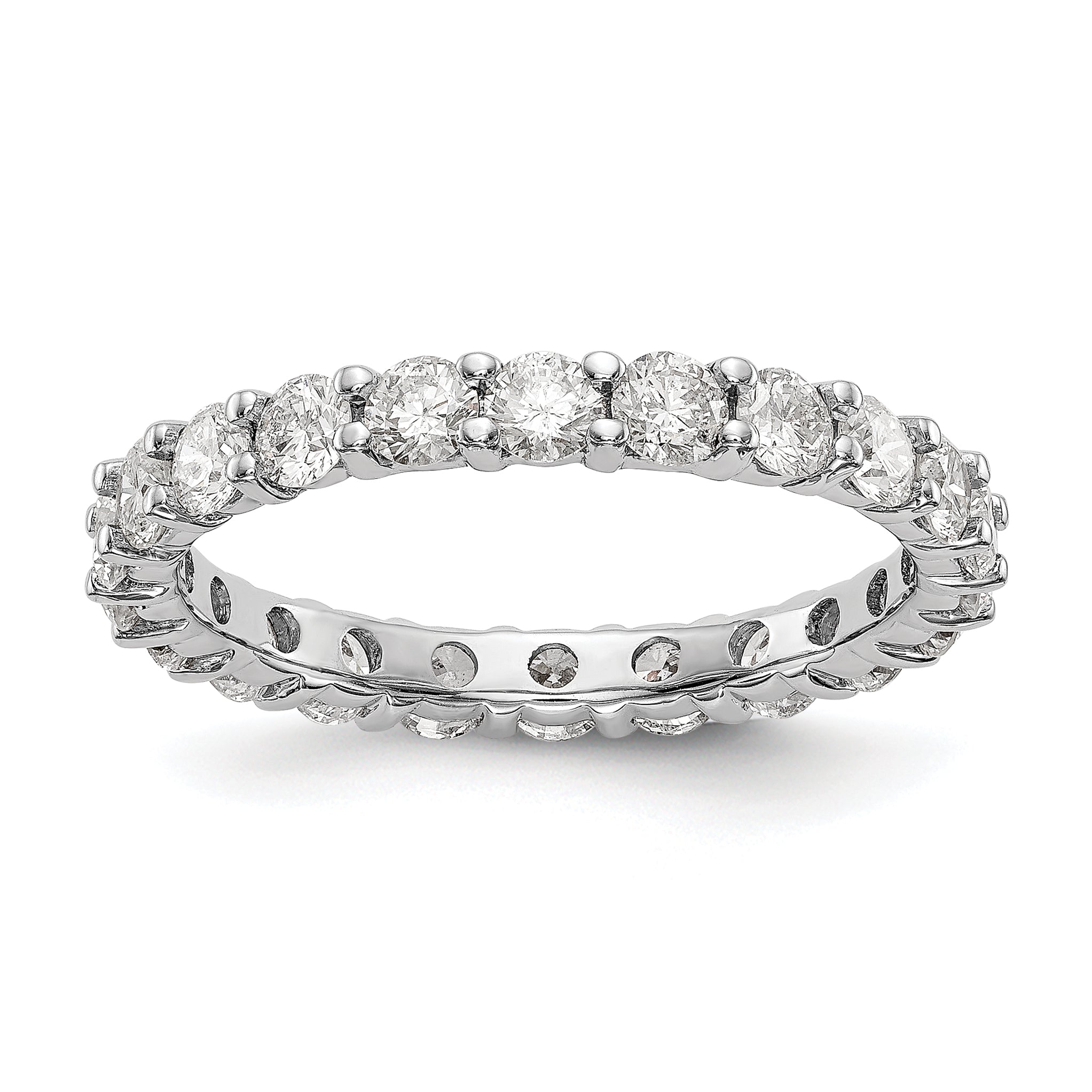 14k White Gold 2 carat Lab Grown Diamond VS/SI+ G+ Complete Size 5 Shared Prong Eternity Band