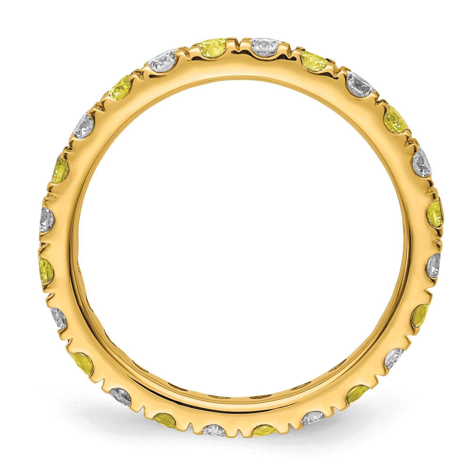 14k 3/4 carat Lab Grown Diamond VS/SI+ G+ and Lab Created Yellow Sapphire Size 7 Eternity Band