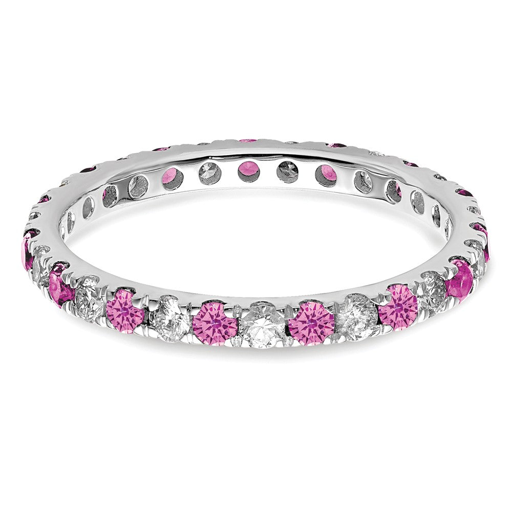 14K White Gold Lab Grown Dia VS/SI FGH & Cr Pink Sapp Eternity Ban