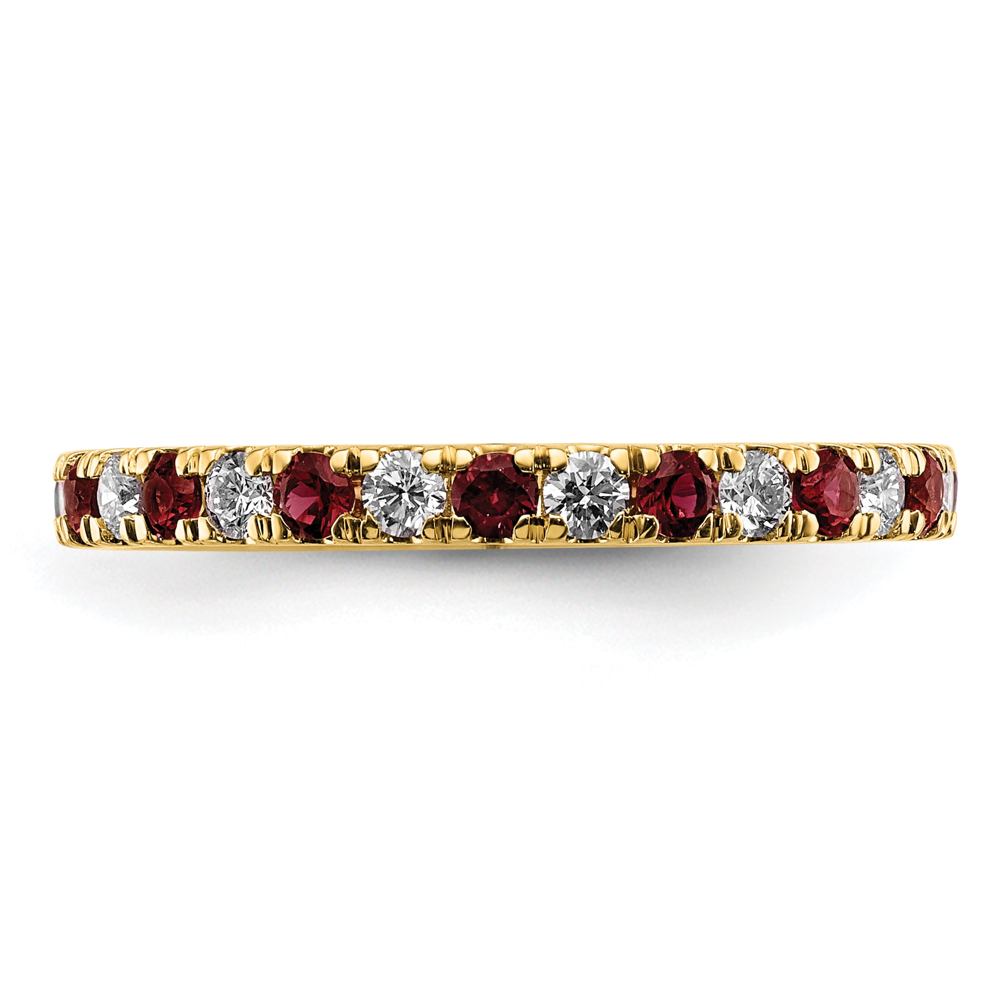 14k 3/8 carat Lab Grown Diamond VS/SI+ G+ and Lab Created Ruby Size 4 Eternity Band