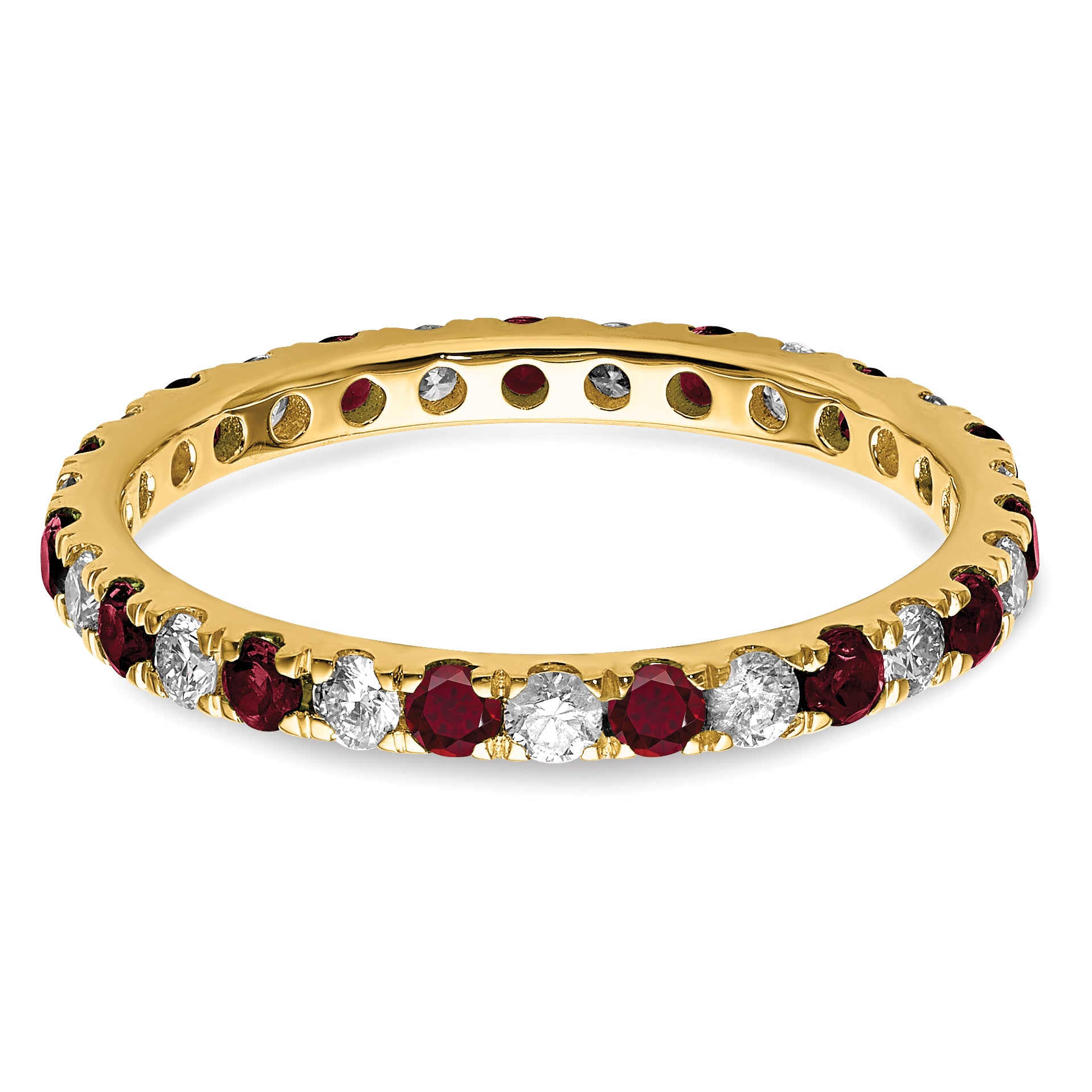 14k 3/8 carat Lab Grown Diamond VS/SI+ G+ and Lab Created Ruby Size 4 Eternity Band