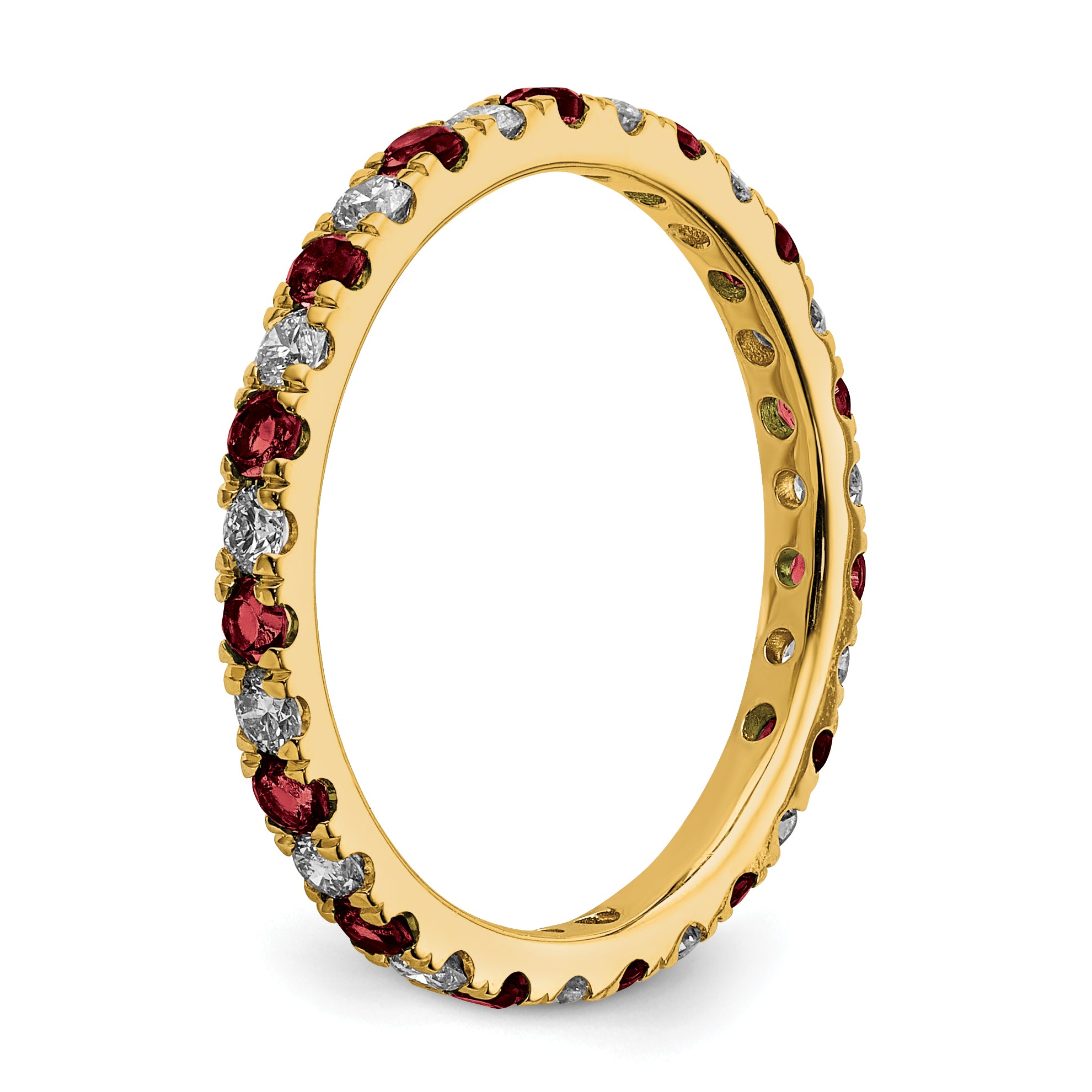 14k 3/8 carat Lab Grown Diamond VS/SI+ G+ and Lab Created Ruby Size 4 Eternity Band