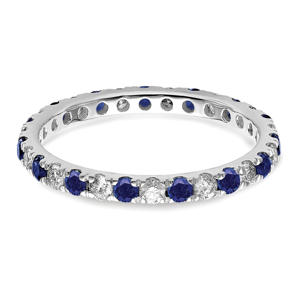 14K Gold White Gold Lab Grown Dia VS/SI FGH & Cr Blue Sapp Eternity Ban