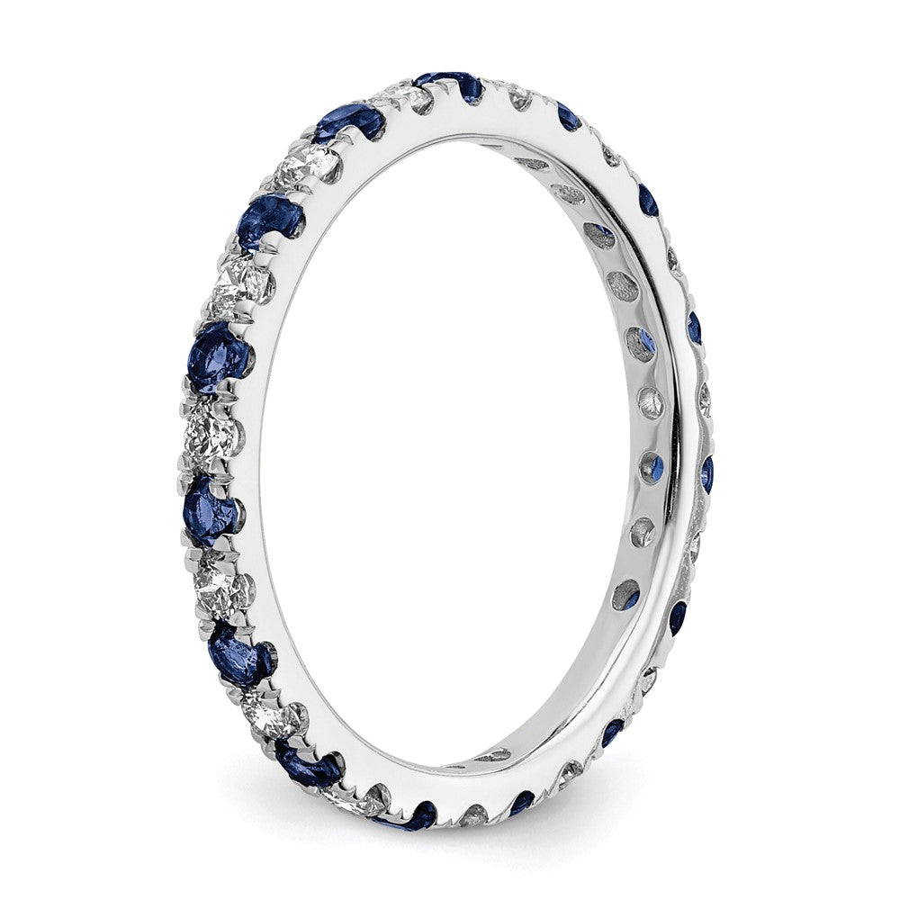 14K Gold White Gold Lab Grown Dia VS/SI FGH & Cr Blue Sapp Eternity Ban