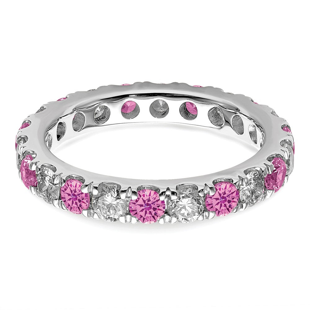 14K White Gold Lab Grown Dia VS/SI FGH & Cr Pink Sapp Eternity Ban