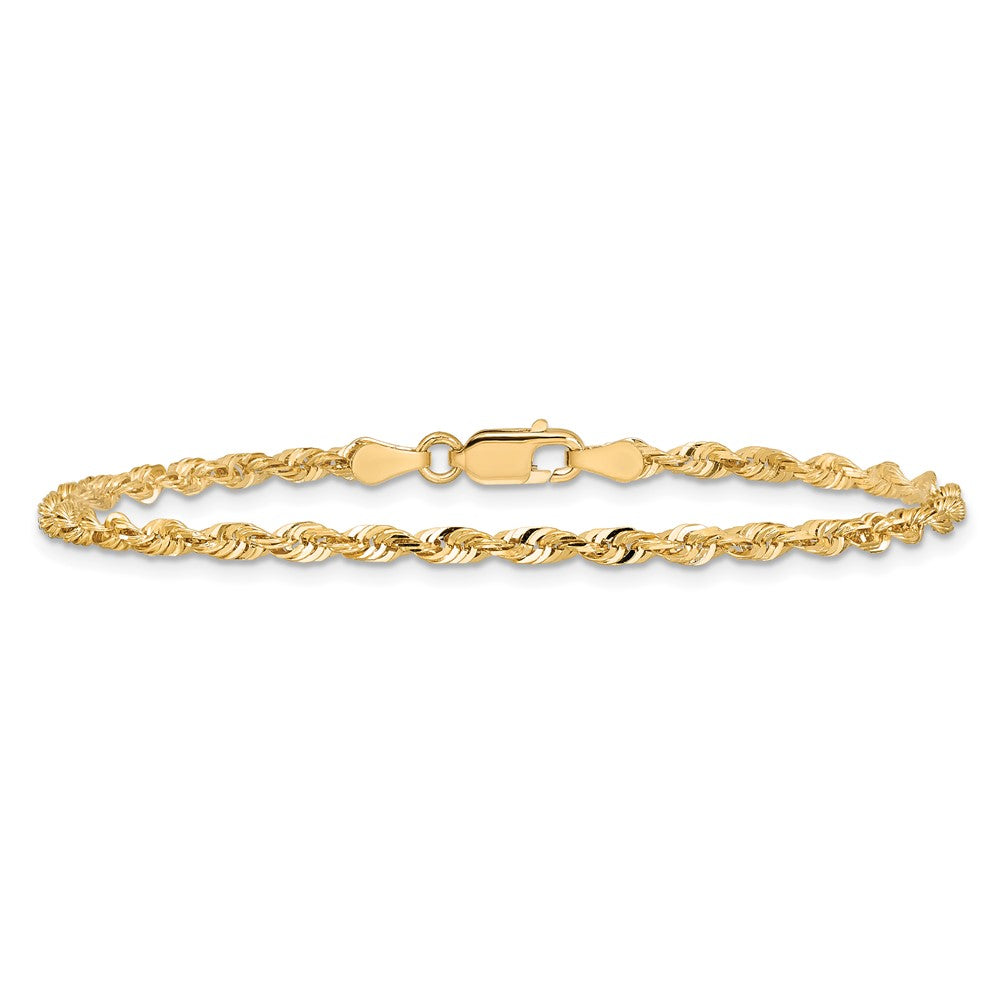 14K 8 inch 2.75mm Extra Light Diamond-cut Rope with Lobster Clasp Chain