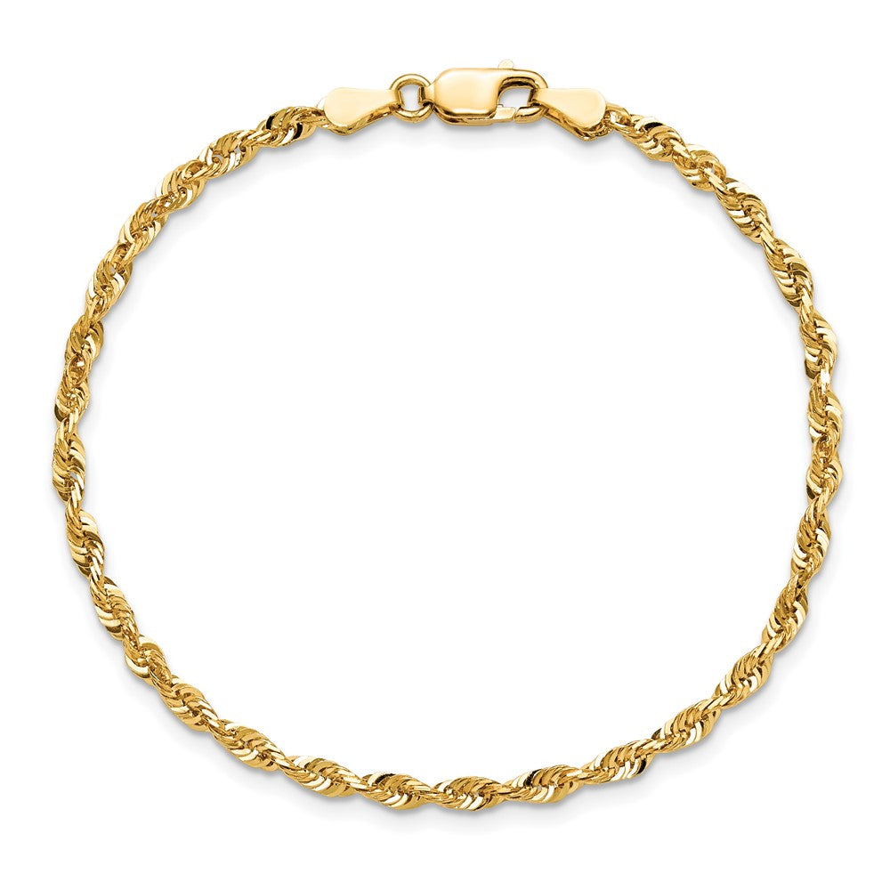 14K 8 inch 2.75mm Extra Light Diamond-cut Rope with Lobster Clasp Chain