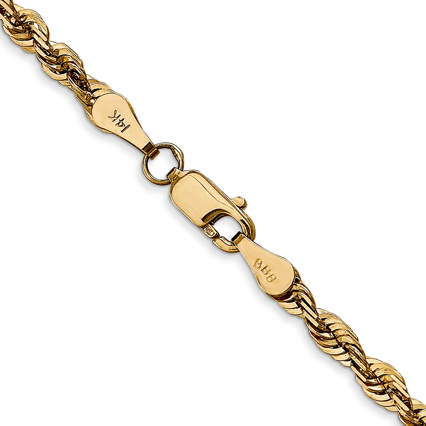 14K 24 Inch 4Mm Extra Light Diamond-Cut Rope With Lobster Clasp Chain