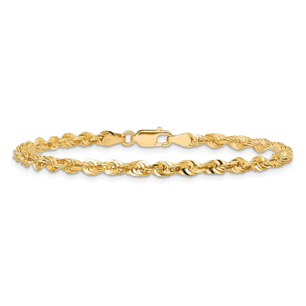 14K 9 inch 4mm Extra Light Diamond-cut Rope with Lobster Clasp Chain
