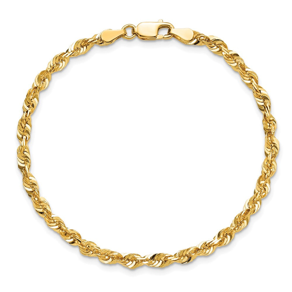 14K 9 inch 4mm Extra Light Diamond-cut Rope with Lobster Clasp Chain