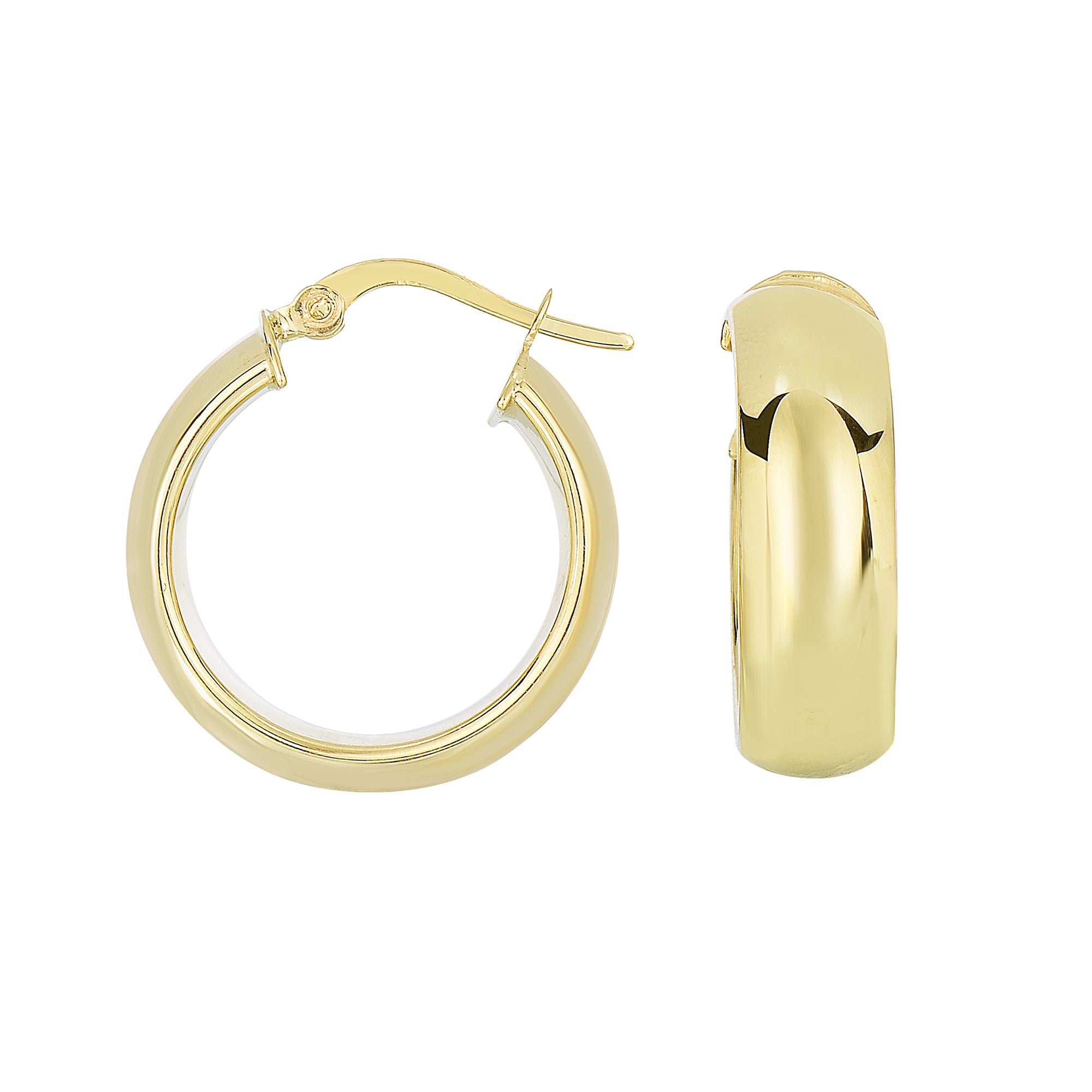 14K Yellow Gold Tube Hoop Earring