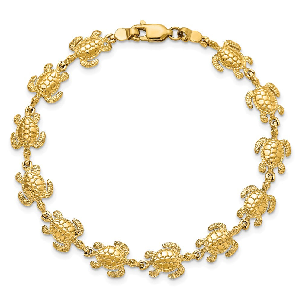 14k Swimming Sea Turtle Bracelet