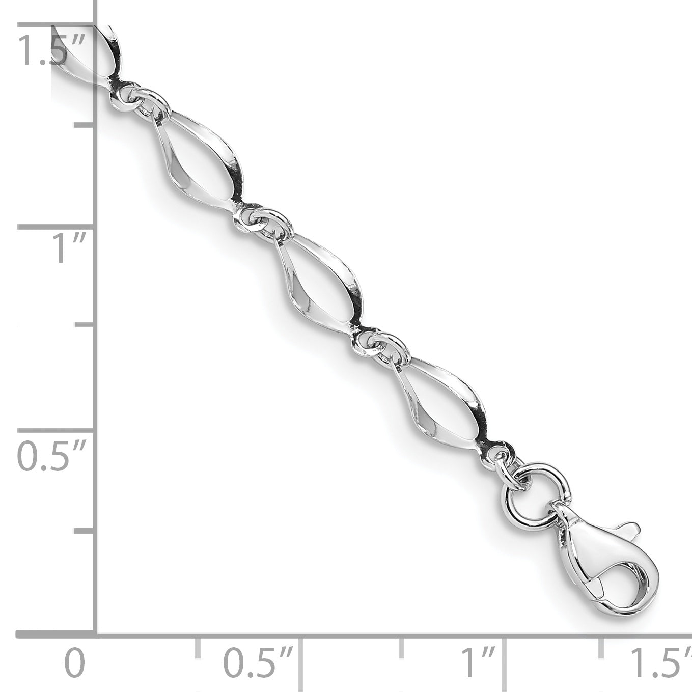 14k White Gold Polished Fancy Twisted Link 7.25 inch Bracelet