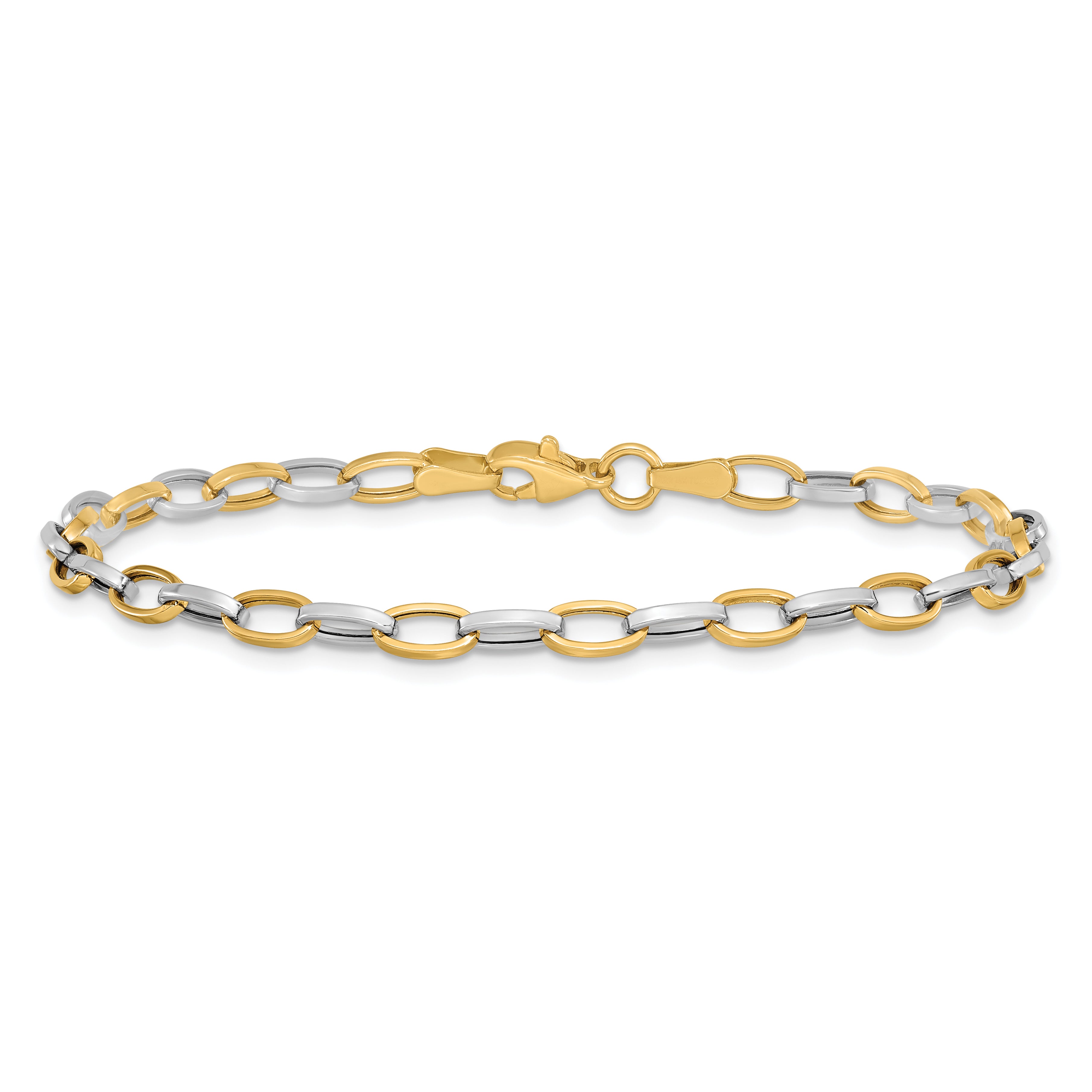 14K Two-Tone Polished Open Link Bracelet