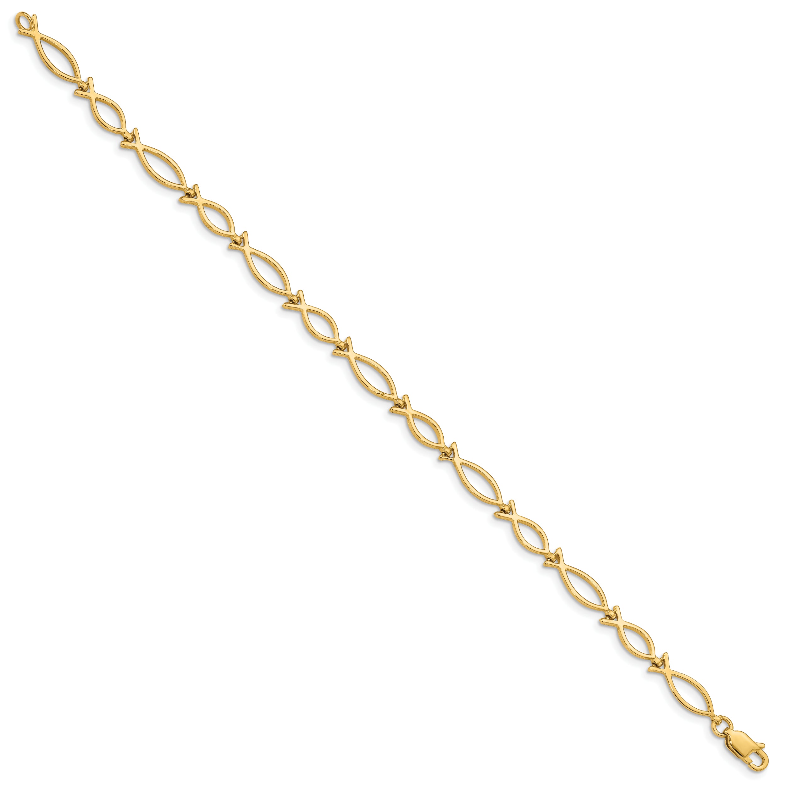 14k 5mm Religious Ichthus (Fish) 7 inch Bracelet