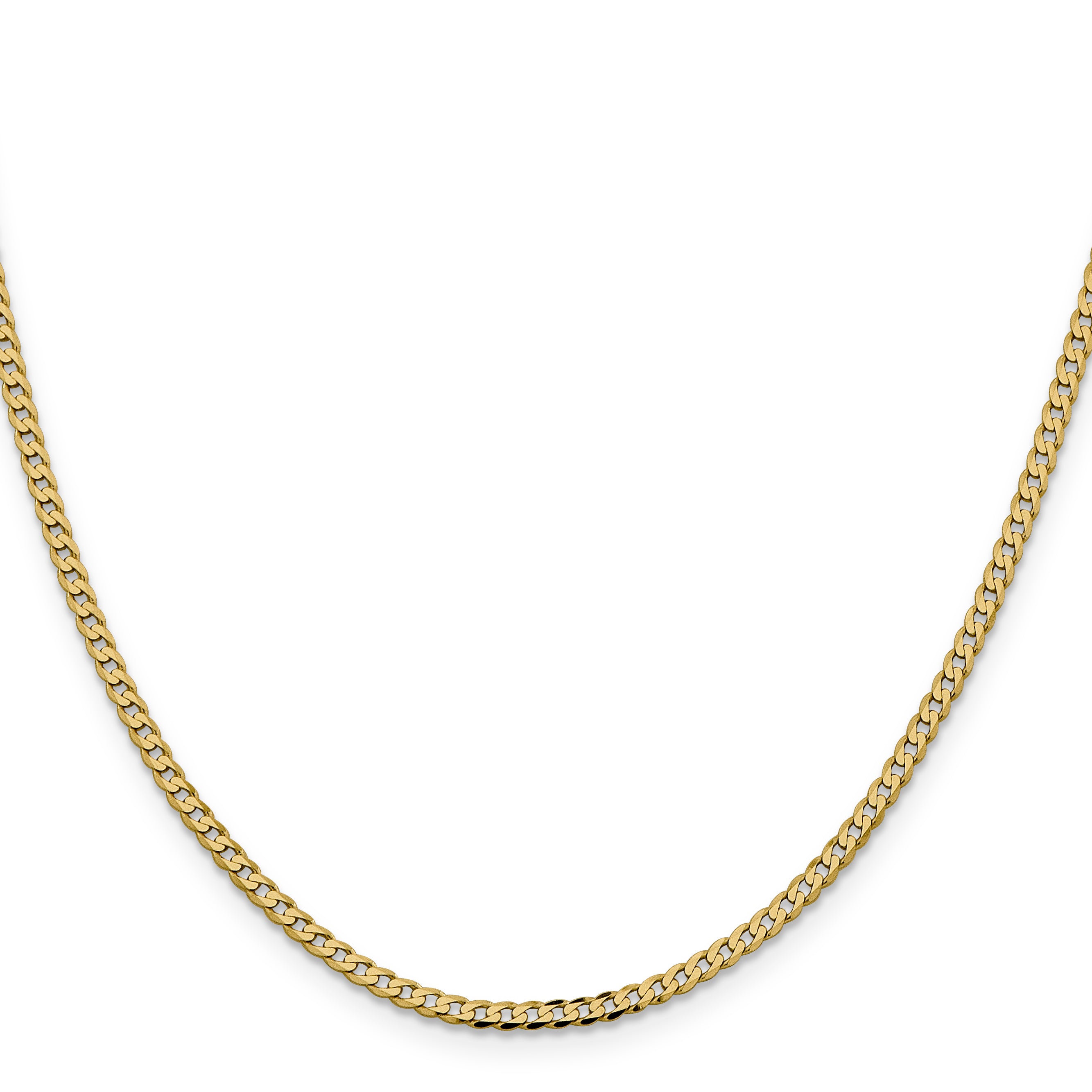 14K 16 Inch 2.3Mm Flat Beveled Curb With Lobster Clasp Chain