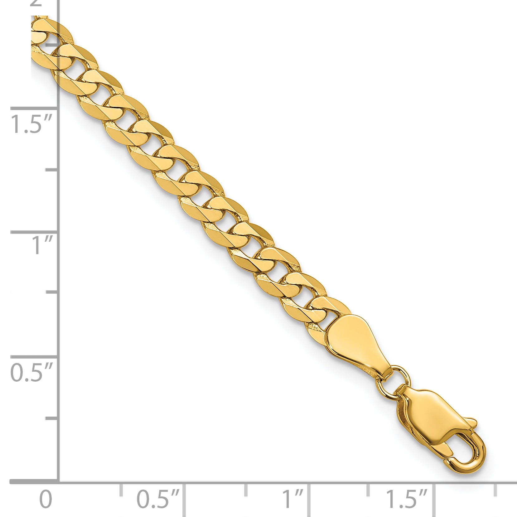 14K 7 inch 4.75mm Flat Beveled Curb with Lobster Clasp Bracelet