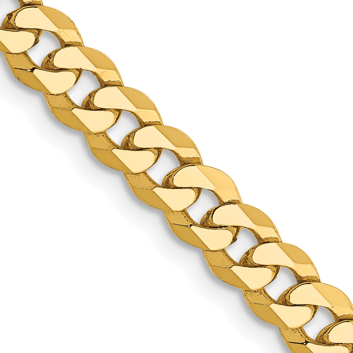 14K 7 inch 4.75mm Flat Beveled Curb with Lobster Clasp Bracelet