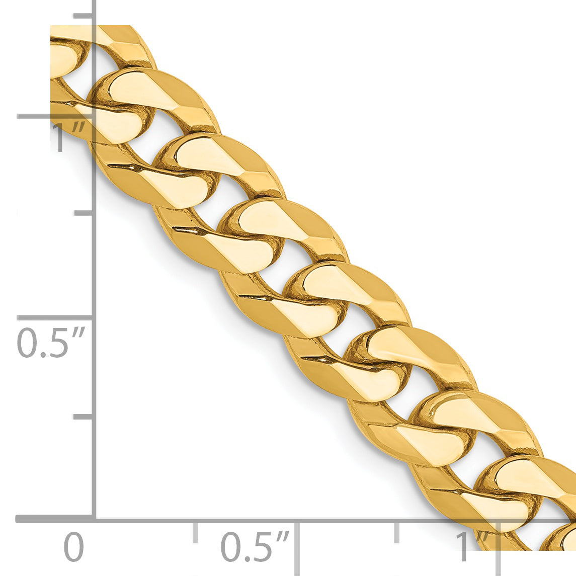 14K 26 Inch 8Mm Flat Beveled Curb With Lobster Clasp Chain