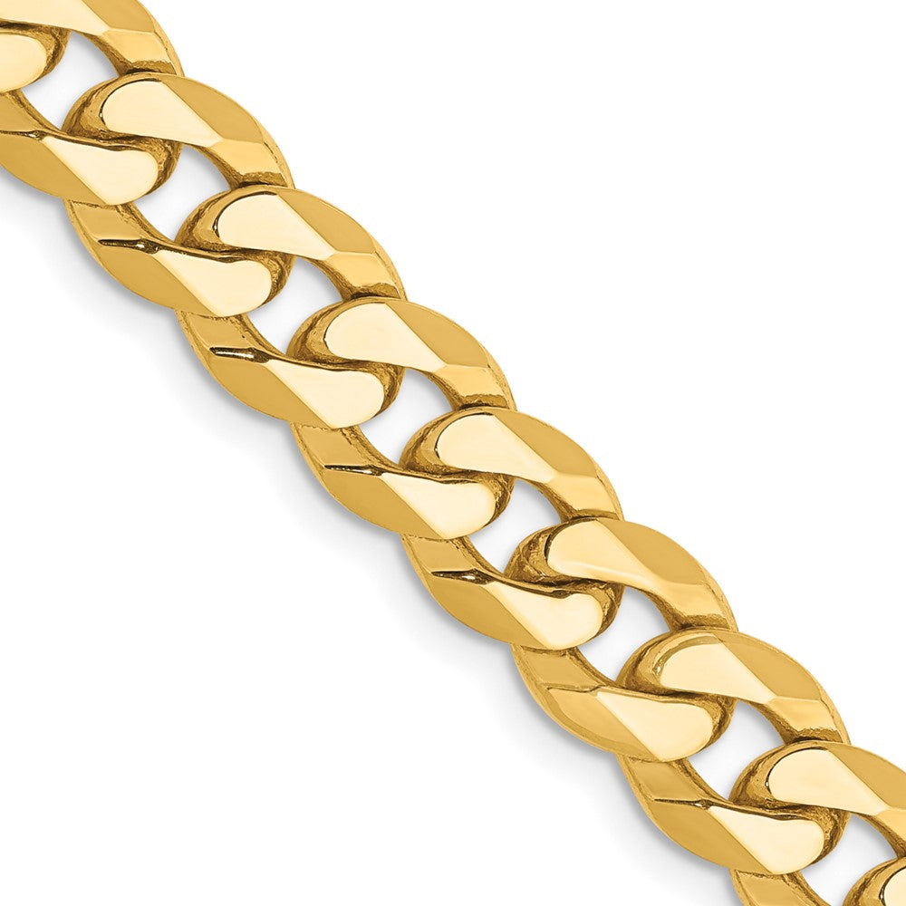 14K 24 inch 8mm Flat Beveled Curb with Lobster Clasp Chain