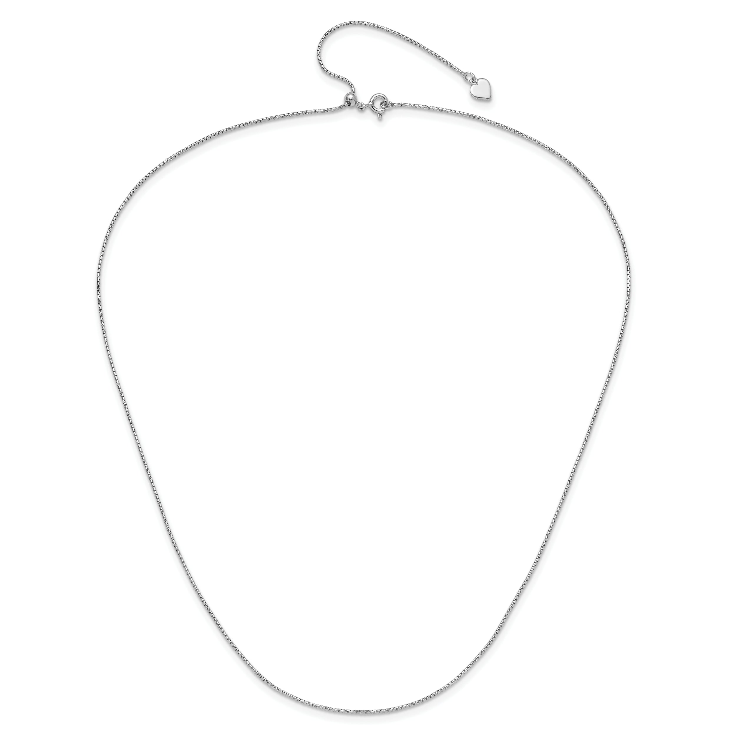 Sterling Silver RH-plated Adjustable .95mm Round Box Chain