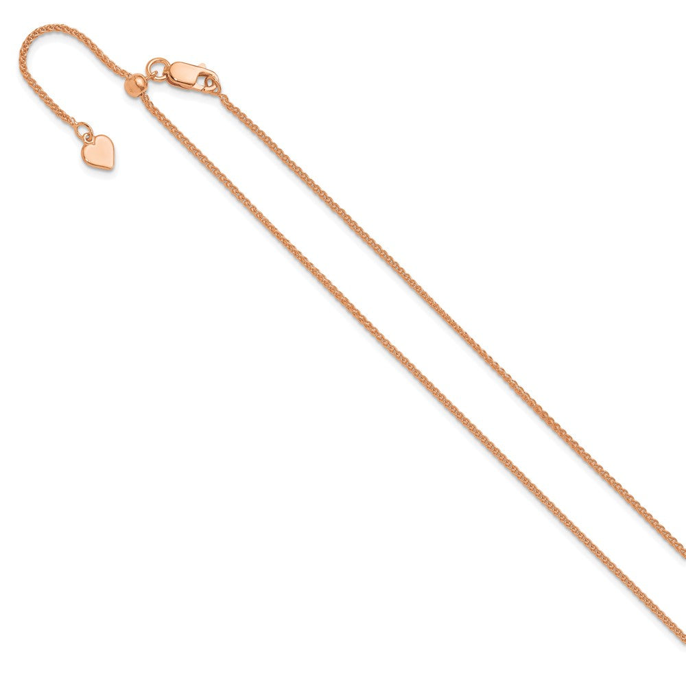 Sterling Silver Adjustable Rose Gold-plated 1.3mm Spiga Chain