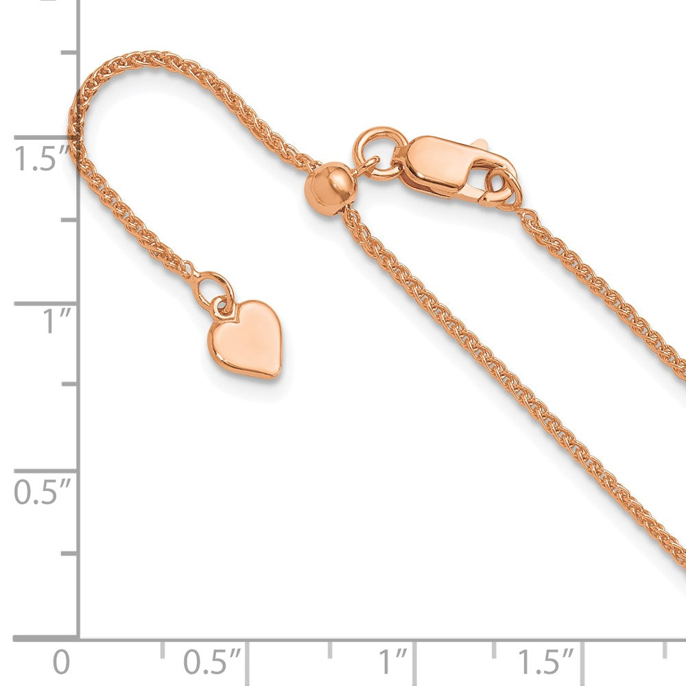 Sterling Silver Adjustable Rose Gold-plated 1.3mm Spiga Chain