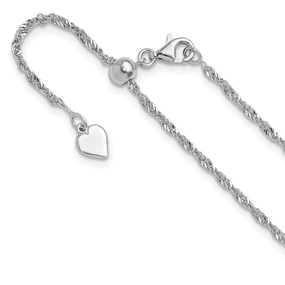 Sterling Silver Adjustable 1.6mm Singapore Chain