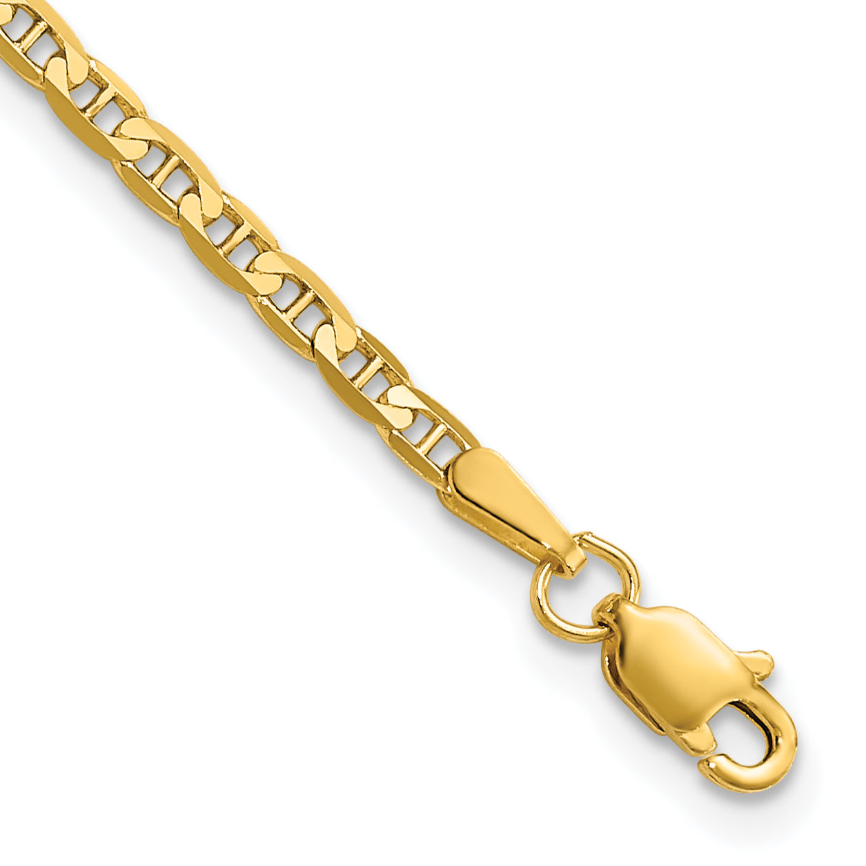 14K 7 Inch 2.4Mm Concave Anchor With Lobster Clasp Chain